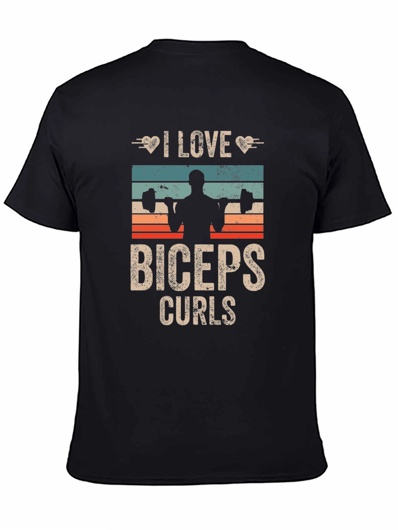 Black I Love Biceps Curls Graphic T-Shirt view 4