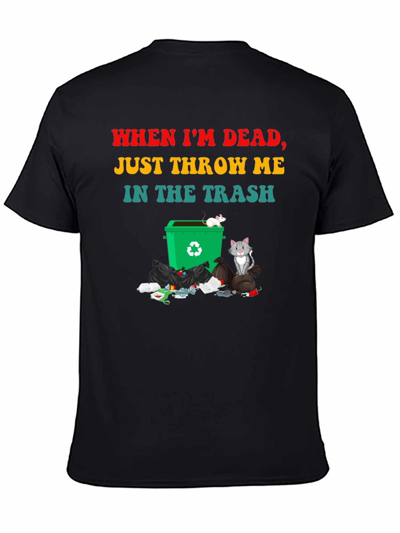 Black Humorous "Throw Me in the Trash" Graphic Tee view 4