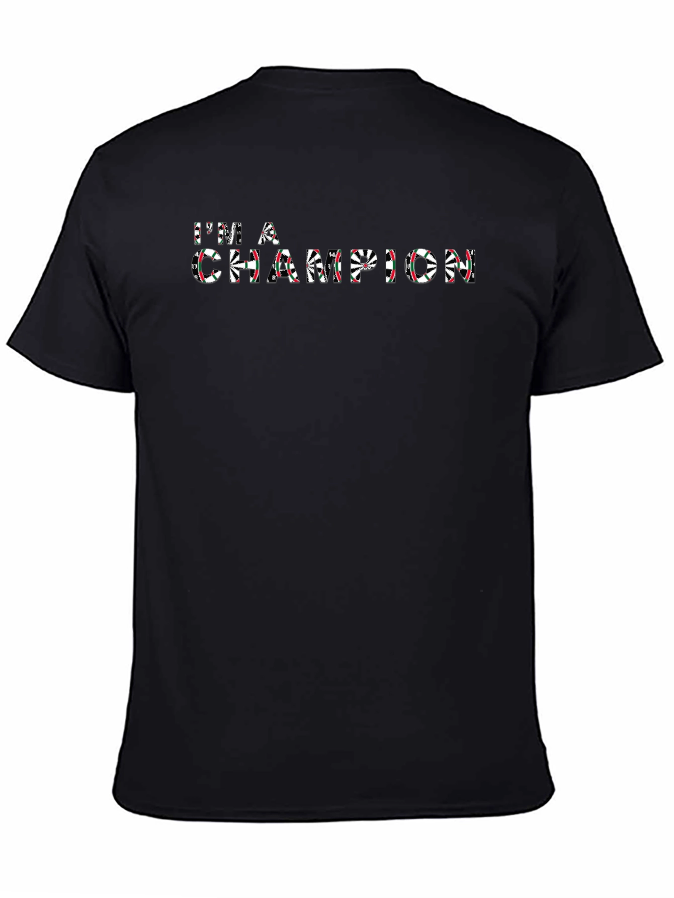 Black I'm a Champion Dartboard Print Black T-Shirt view 4