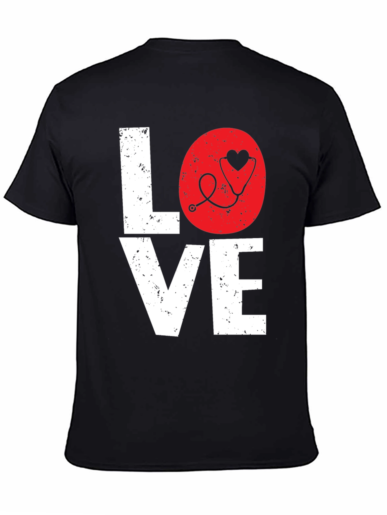 Black Love Nurse Stethoscope Heart Graphic Tee view 4