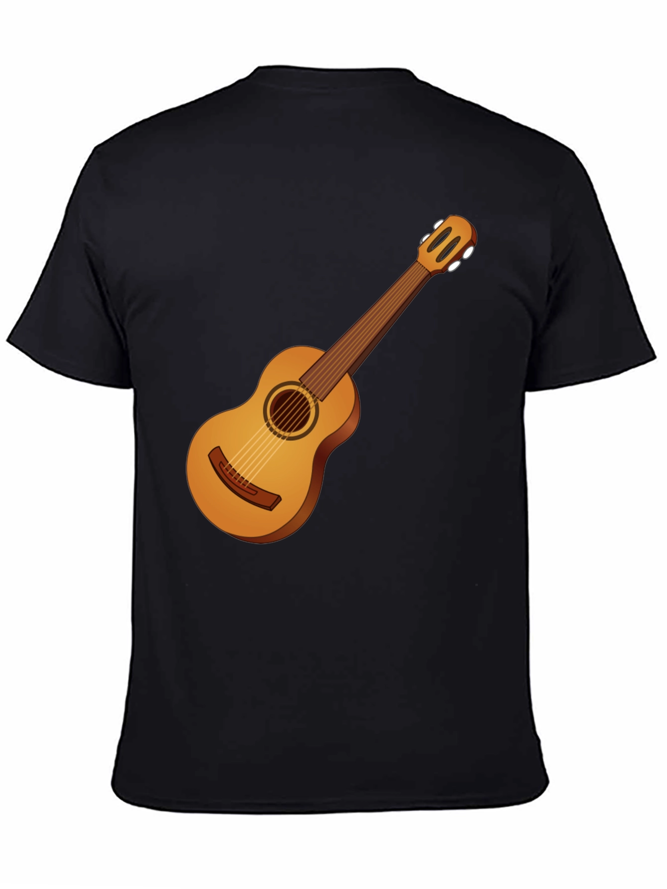 Black Guitar Graphic Tee - Black Cotton T-Shirt view 4