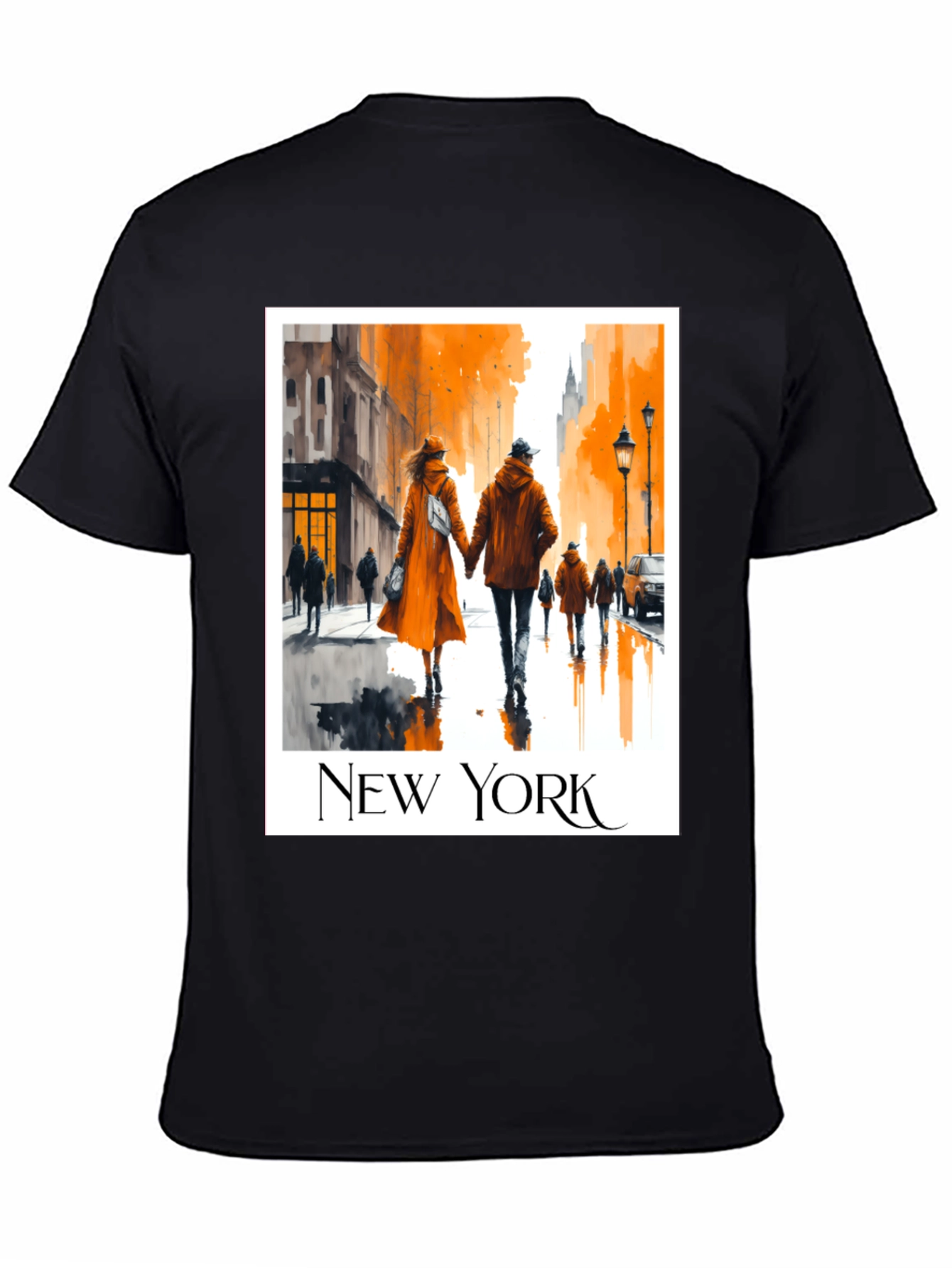 Black New York City Couple T-Shirt view 4