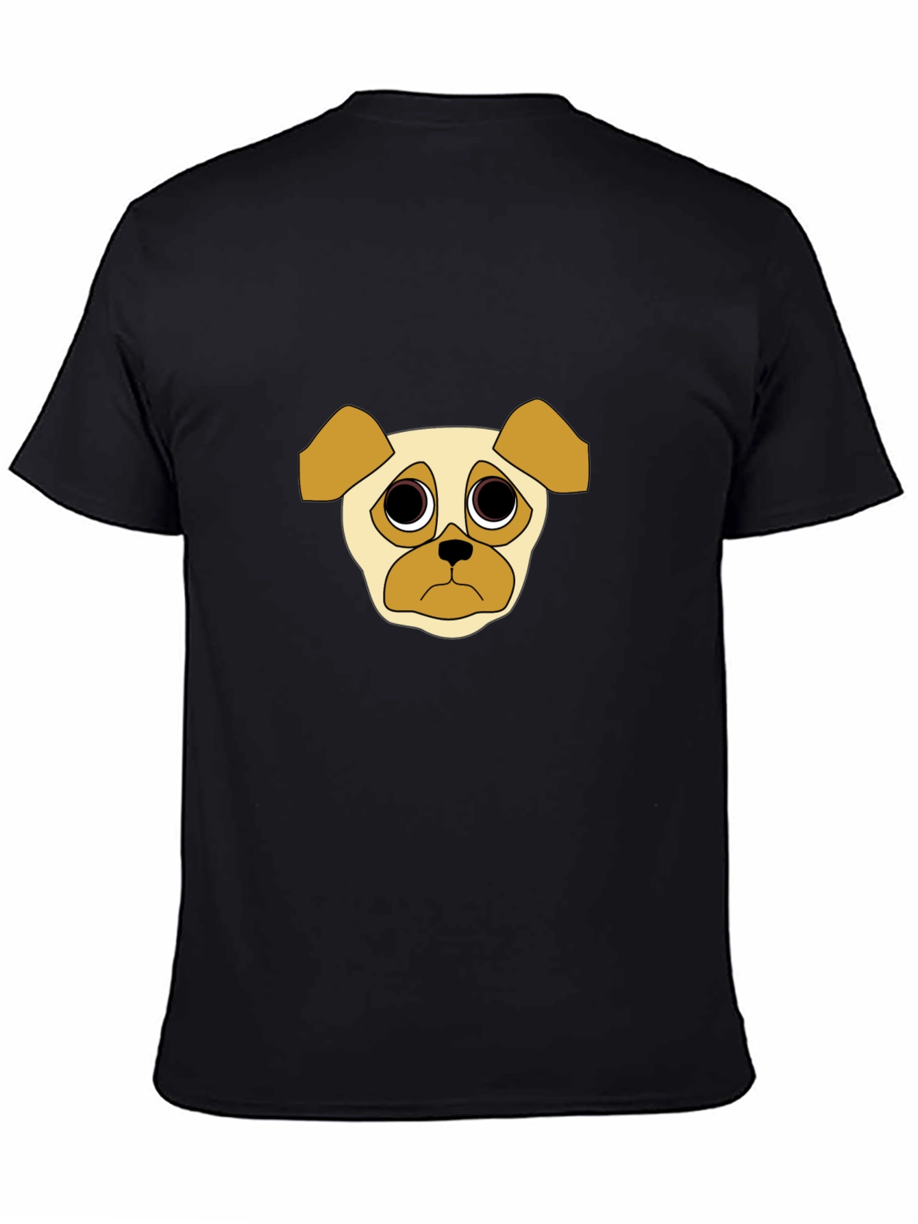 Black Sad Pug Graphic Tee - Black Cotton Casual T-Shirt view 4
