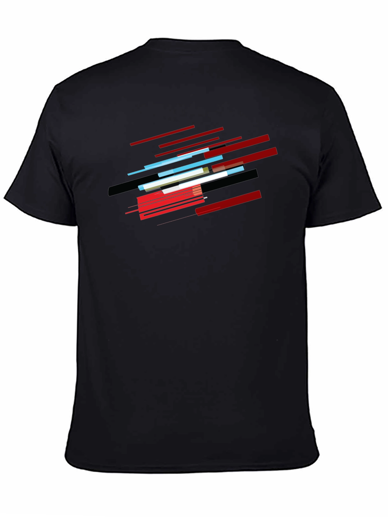 Black Abstract Lines Graphic Black T-Shirt view 4