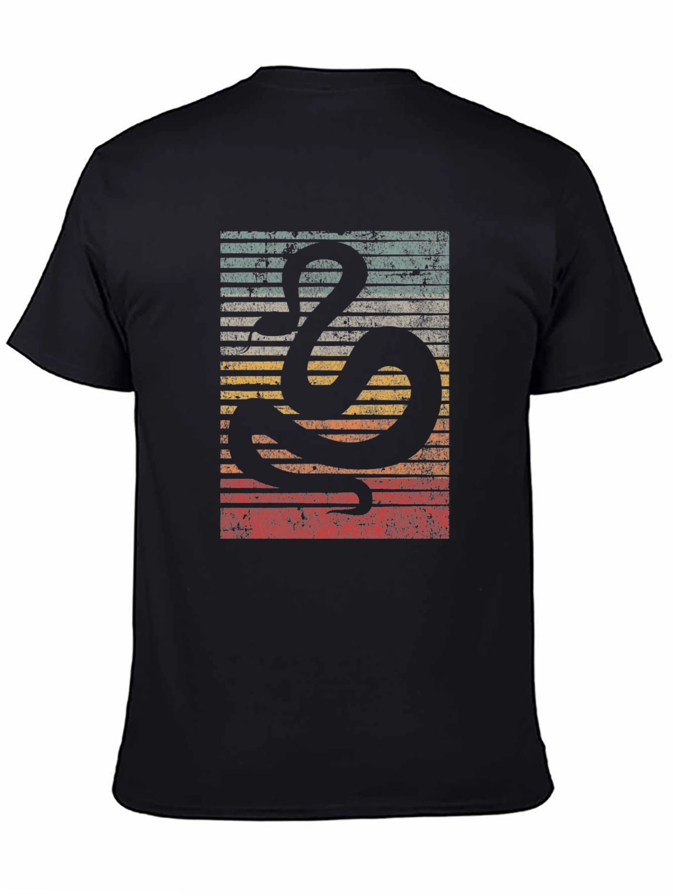 Black Retro Snake Graphic Tee - Vintage Style Comfort view 4