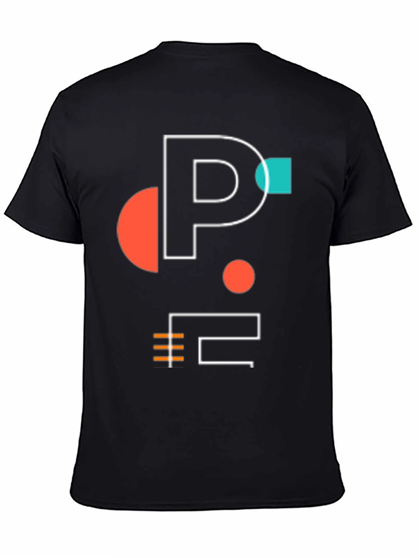 Black Modern Graphic Tee - Geometric P Design view 4