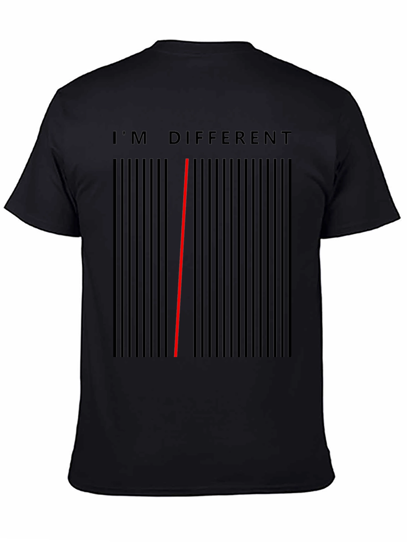 Black I'm Different Barcode T-Shirt - Unique Statement Tee view 4