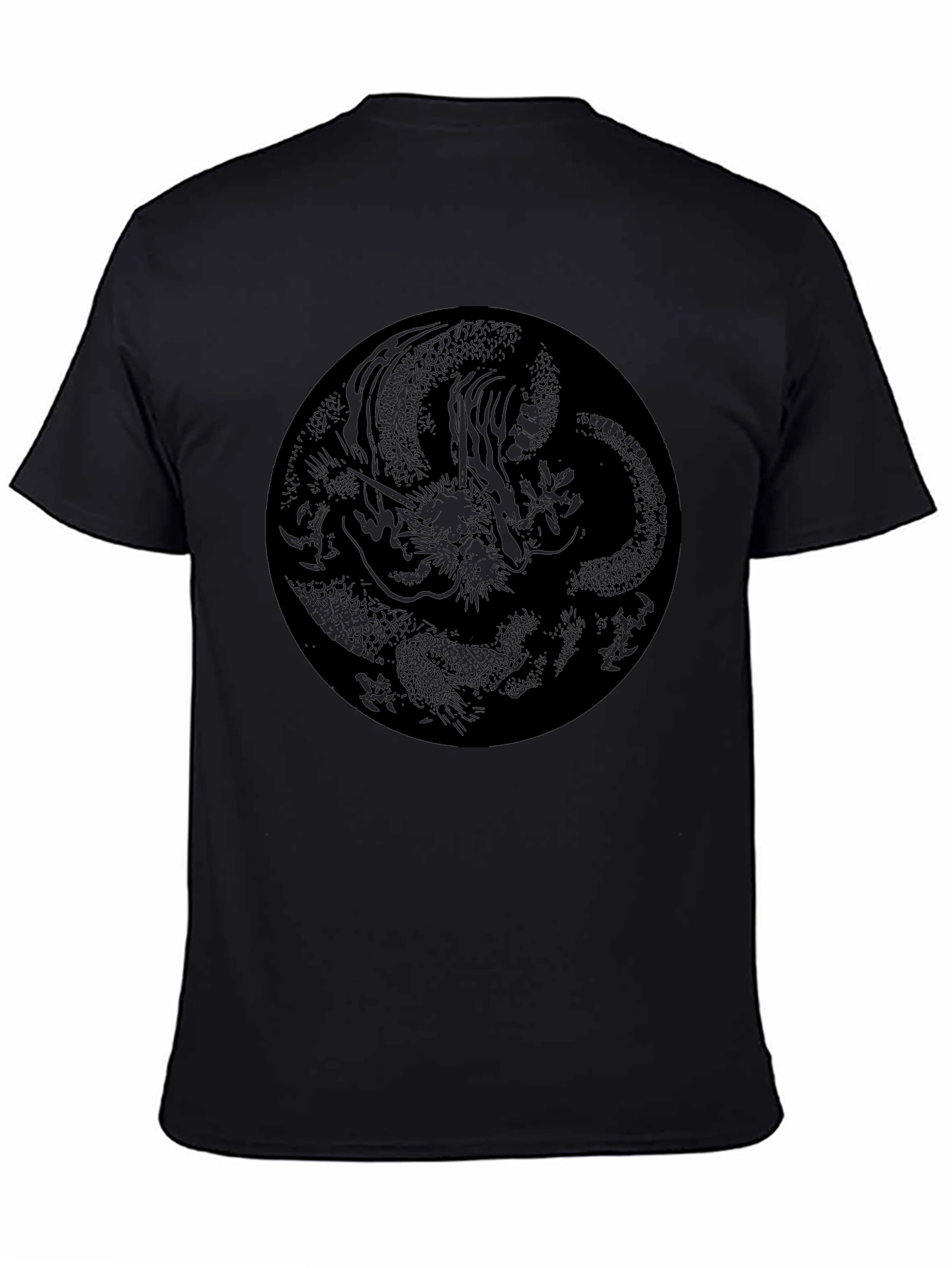 Black Dragon Circle Graphic Black T-Shirt view 4