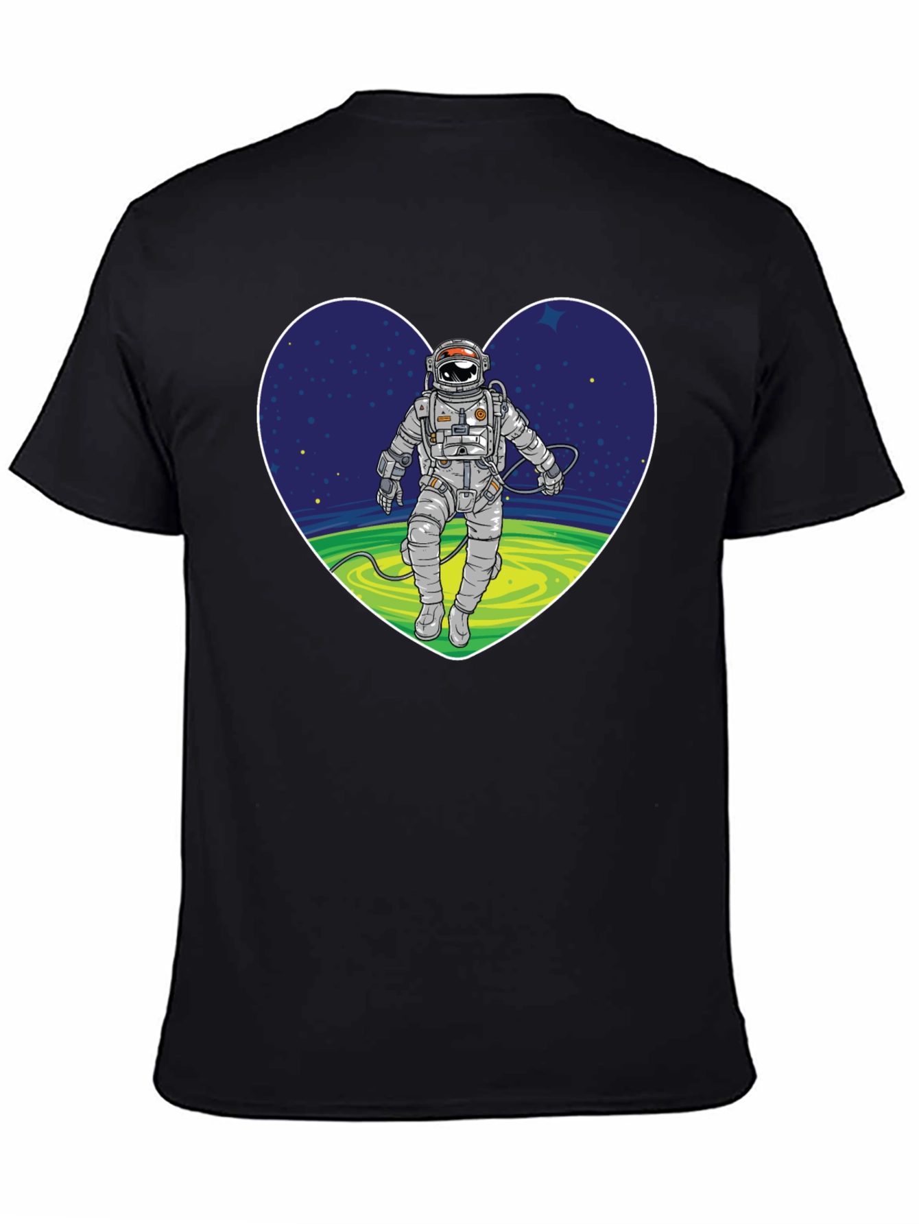 Black Astronaut in Heart Graphic T-Shirt view 4