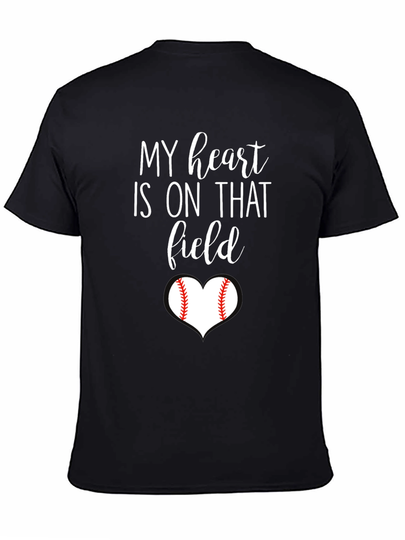 Black My Heart is On That Field Baseball T-Shirt view 4