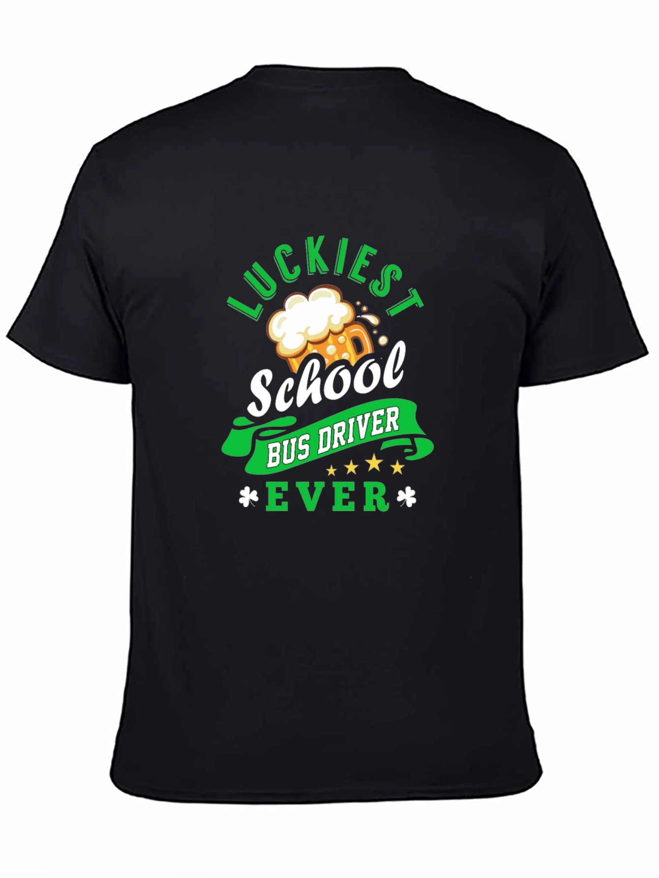 Black Luckiest School Bus Driver Ever St. Patrick's Day T-Shirt view 4