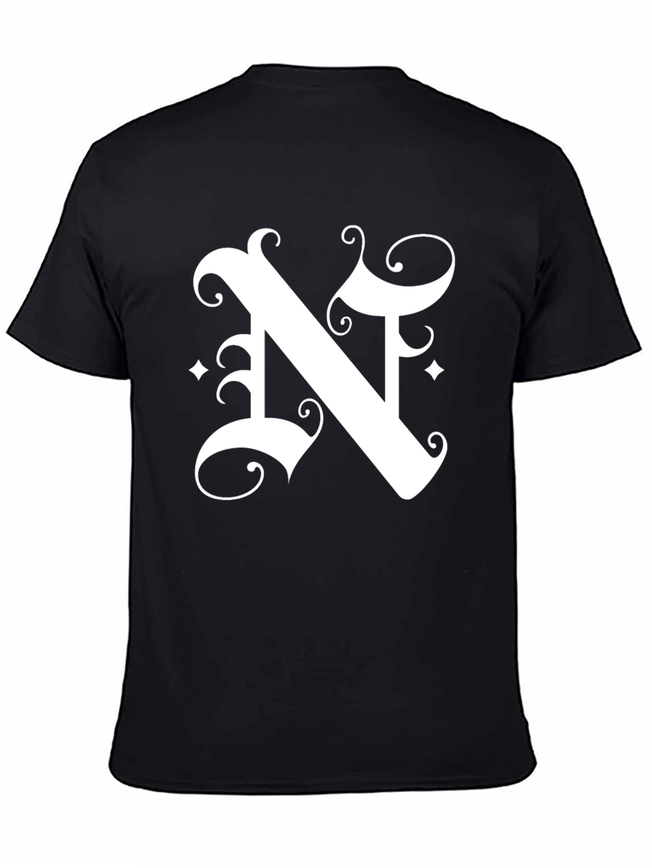 Black Letter N Graphic Tee - Black Cotton Blend Shirt view 4