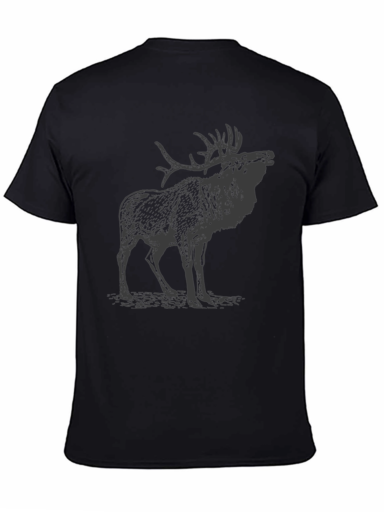 Black Black T-Shirt with Elk Print view 4