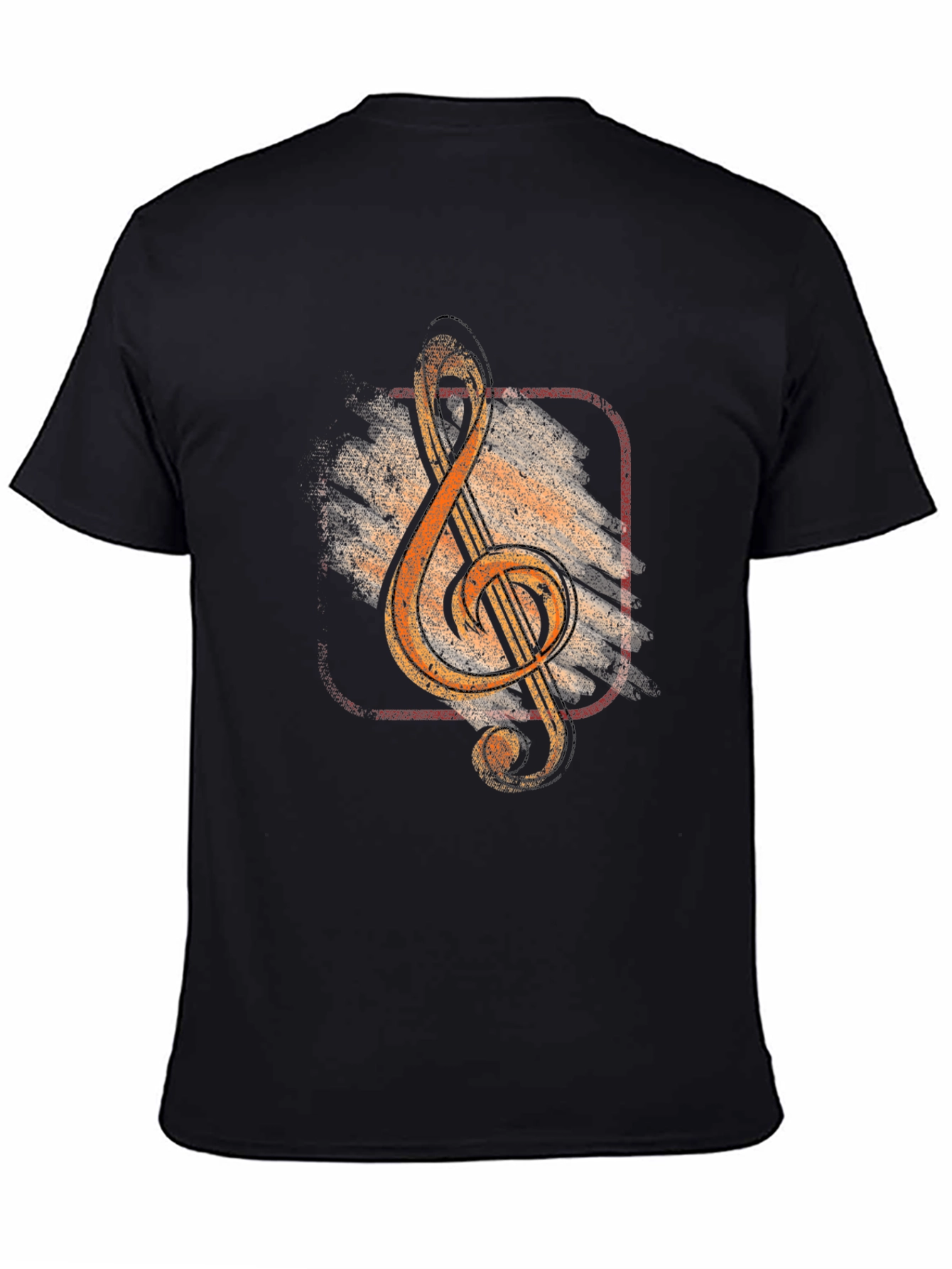 Black Vintage Music Treble Clef Graphic T-Shirt view 4