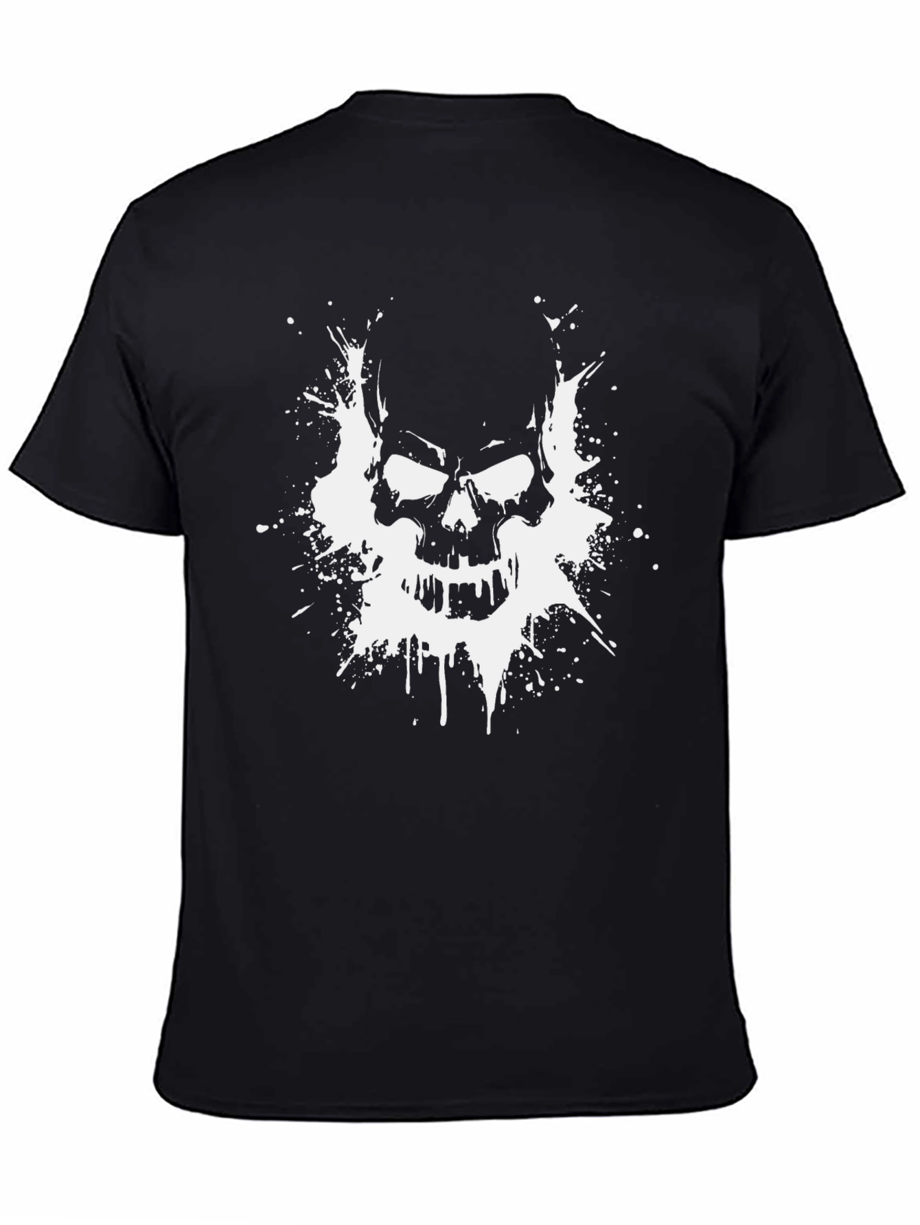 Black Skull Splatter Graphic Tee - Black view 4