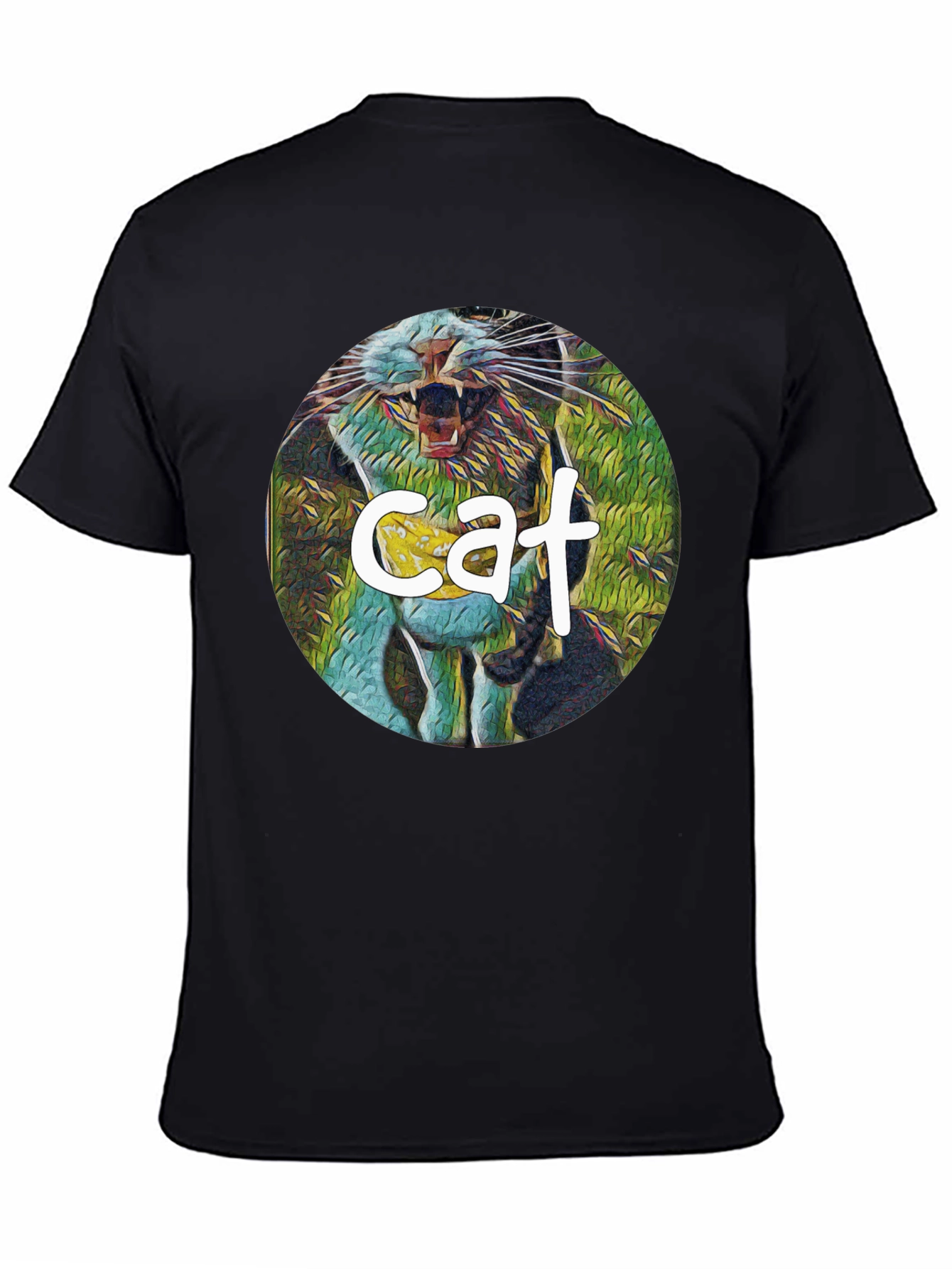 Black Cat Graphic Print Black T-Shirt view 4