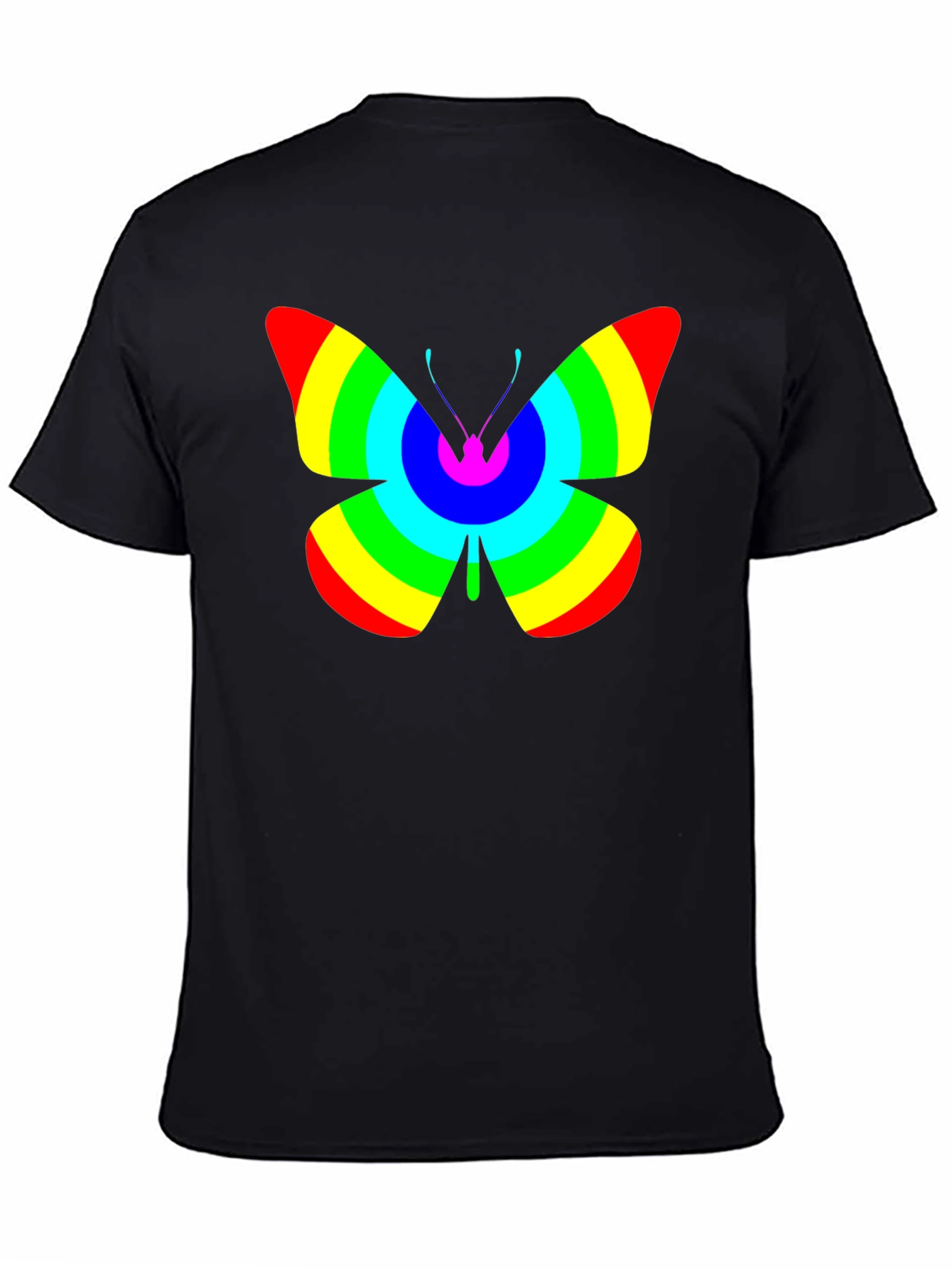 Black Rainbow Butterfly Graphic Black T-Shirt view 4