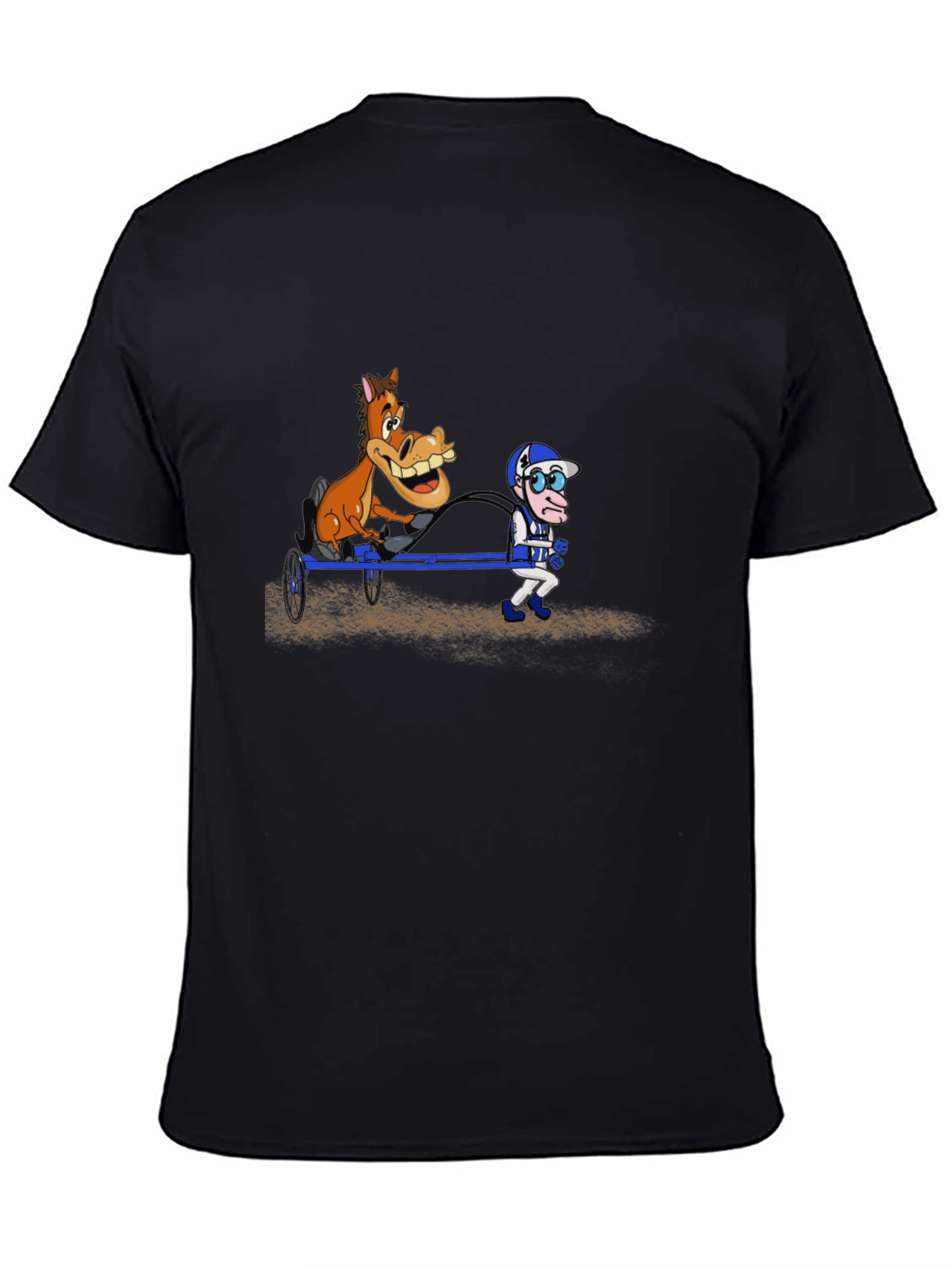 Black Cartoon Horse & Jockey Black T-Shirt view 4