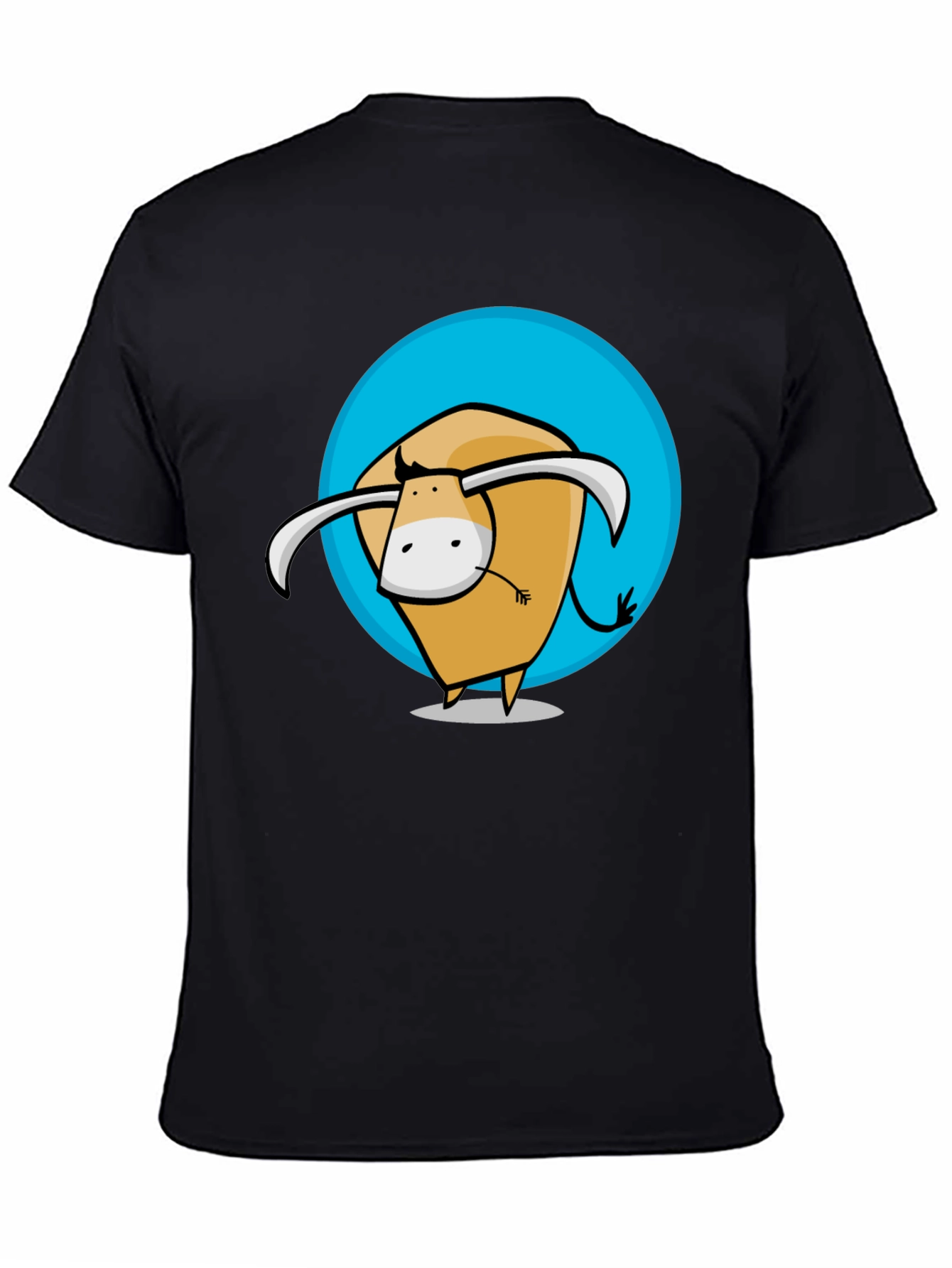 Black Cartoon Bull Graphic Tee - Stylish Men's Black T-Shirt view 4
