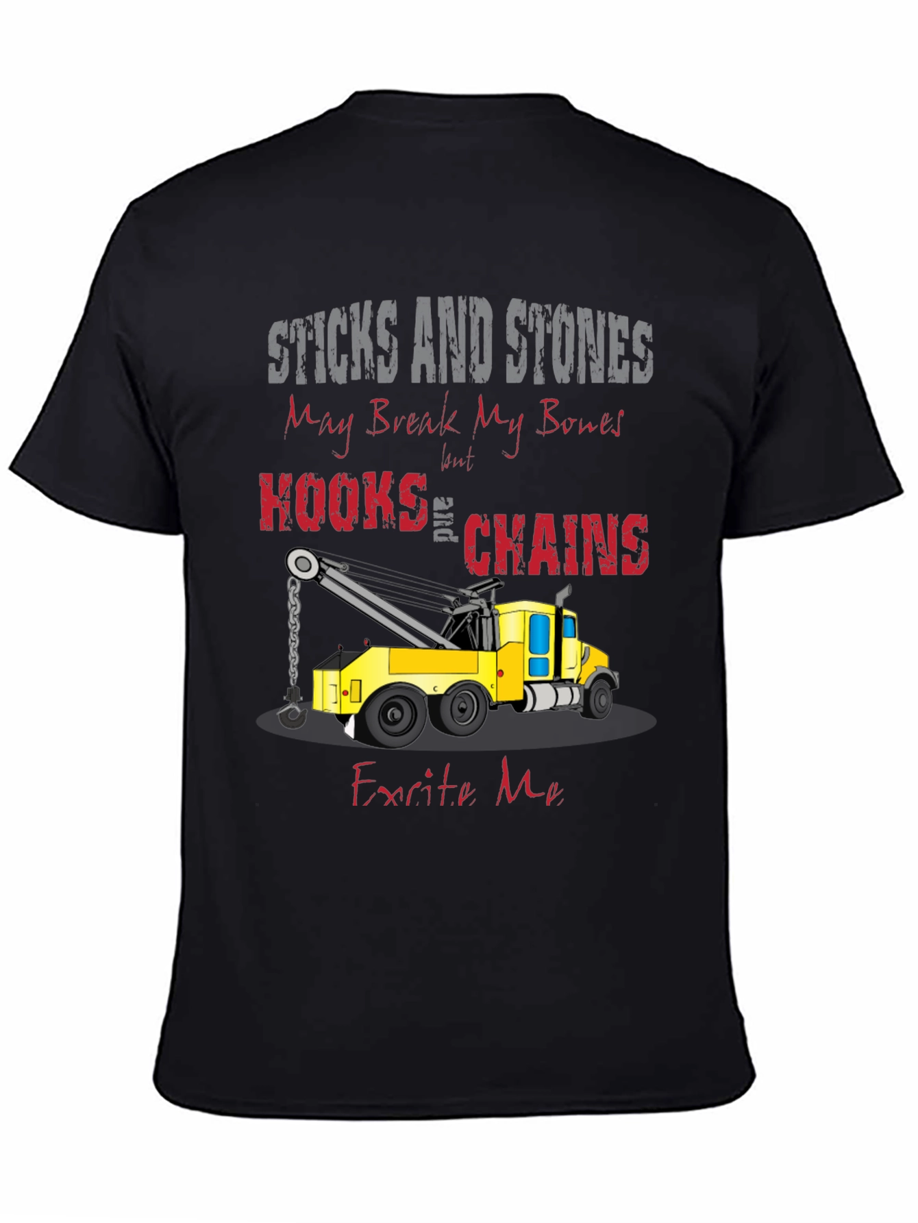 Black Sticks and Stones Tow Truck T-Shirt view 4
