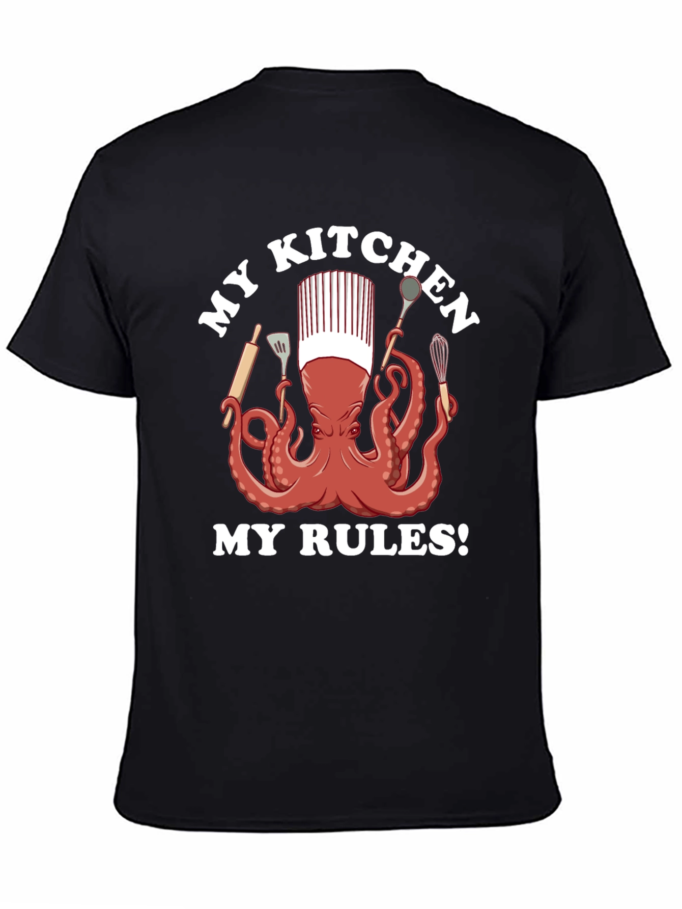 Black Chef Octopus Graphic T-Shirt - Kitchen Rules view 4