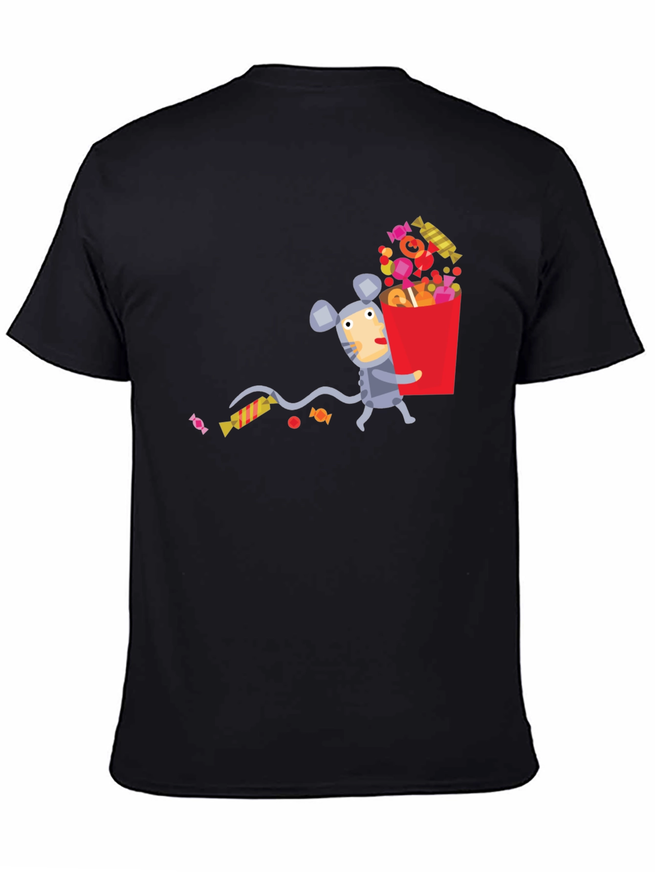 Black Candy Mouse Graphic Tee - Unisex Black T-Shirt view 4