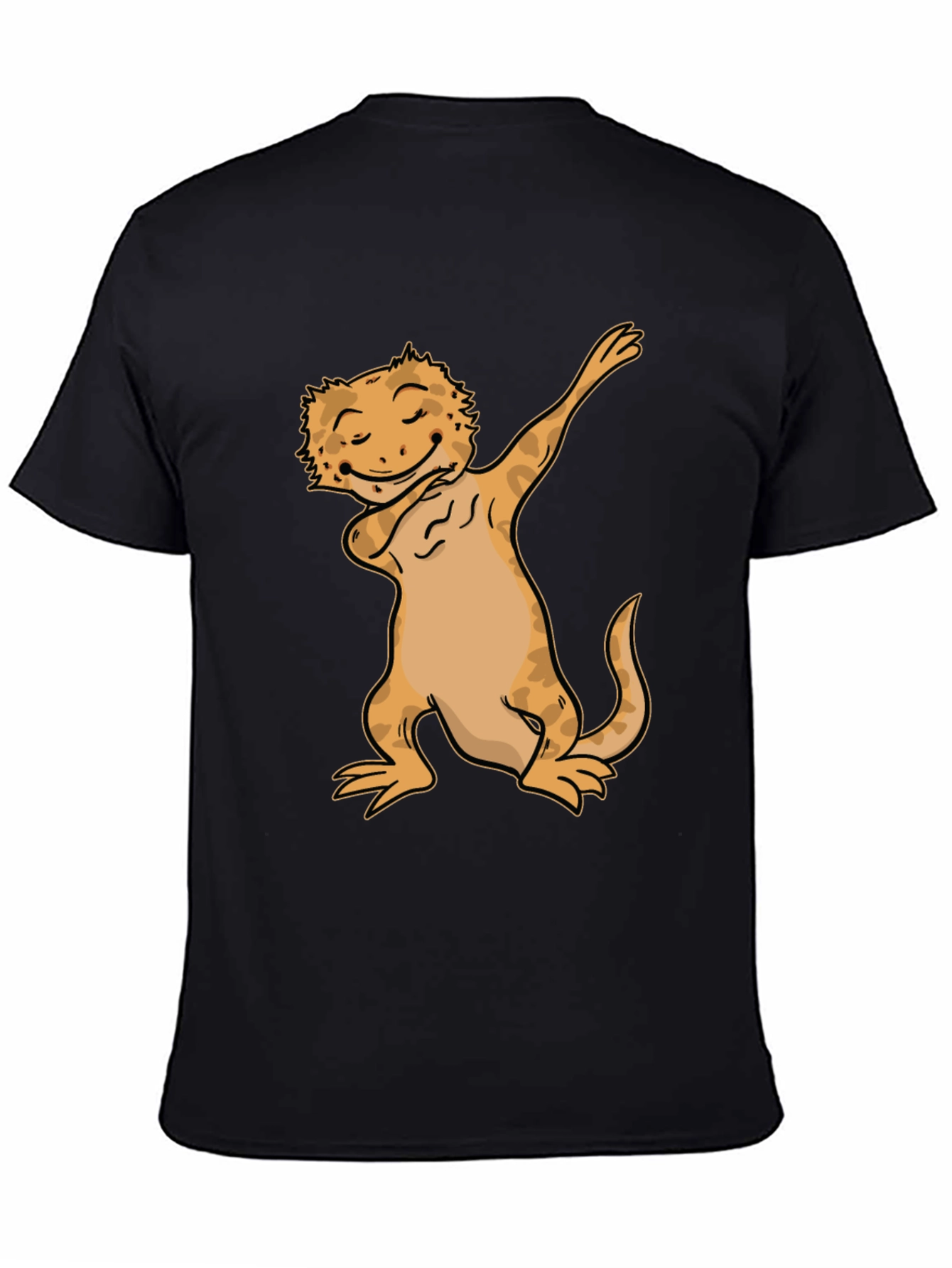 Black Dabbing Bearded Dragon Black T-Shirt view 4