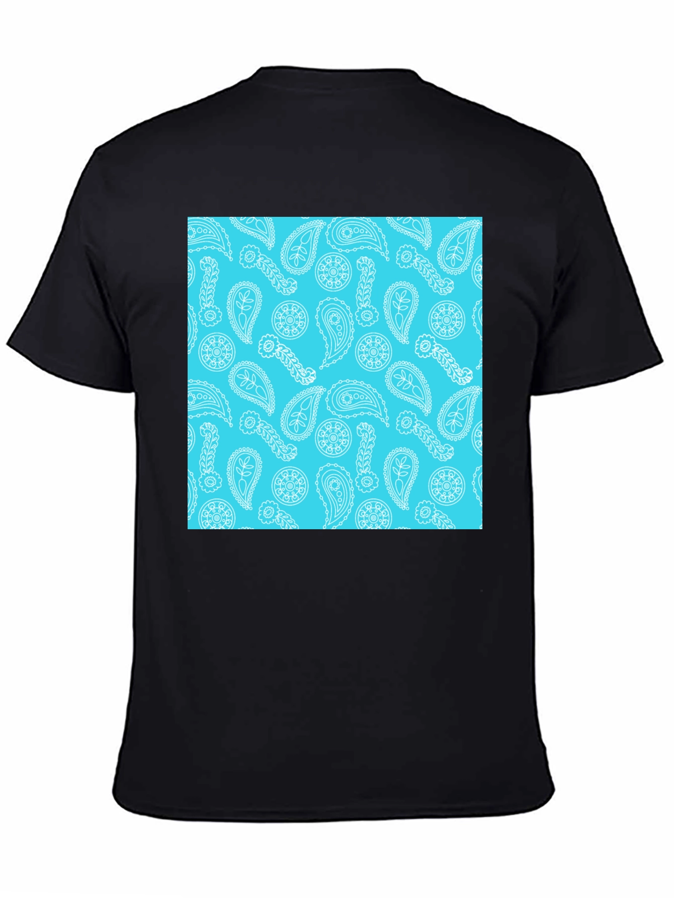 Black Paisley Pattern T-Shirt - Cool Summer Style view 4