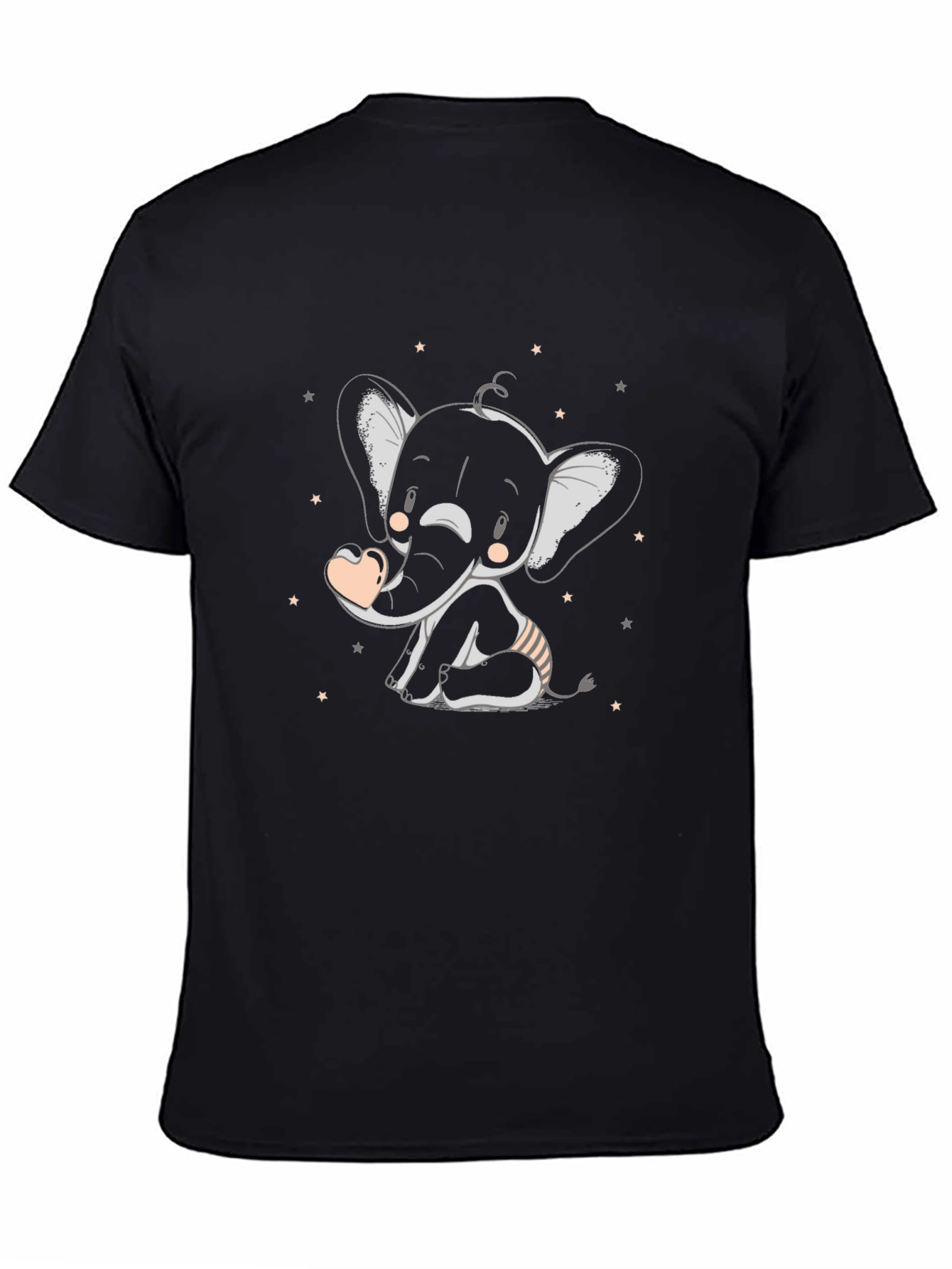Black Cute Elephant Graphic Tee - Black view 4