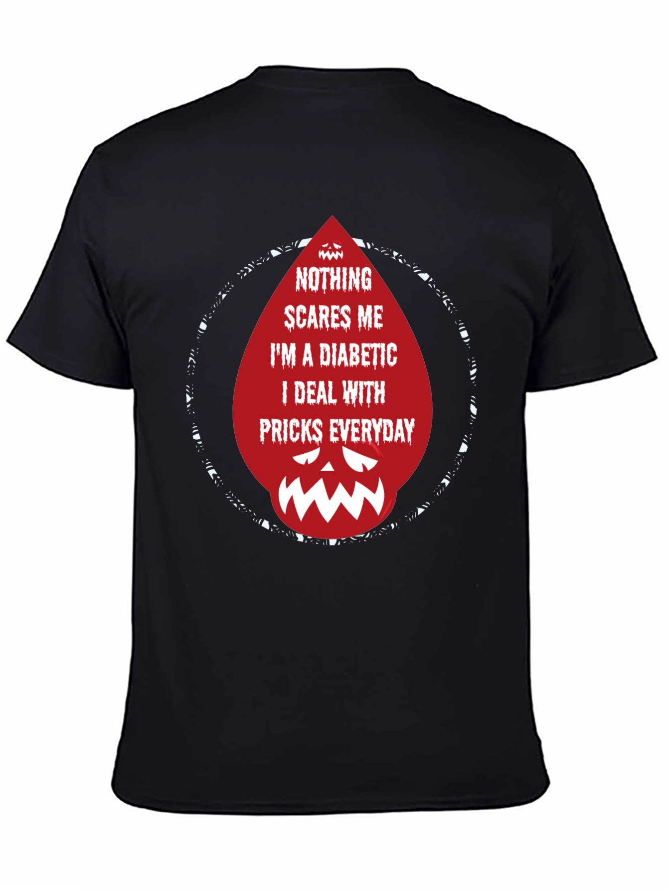 Black Diabetic Prick Graphic Tee - Funny Diabetes Awareness Shirt view 4