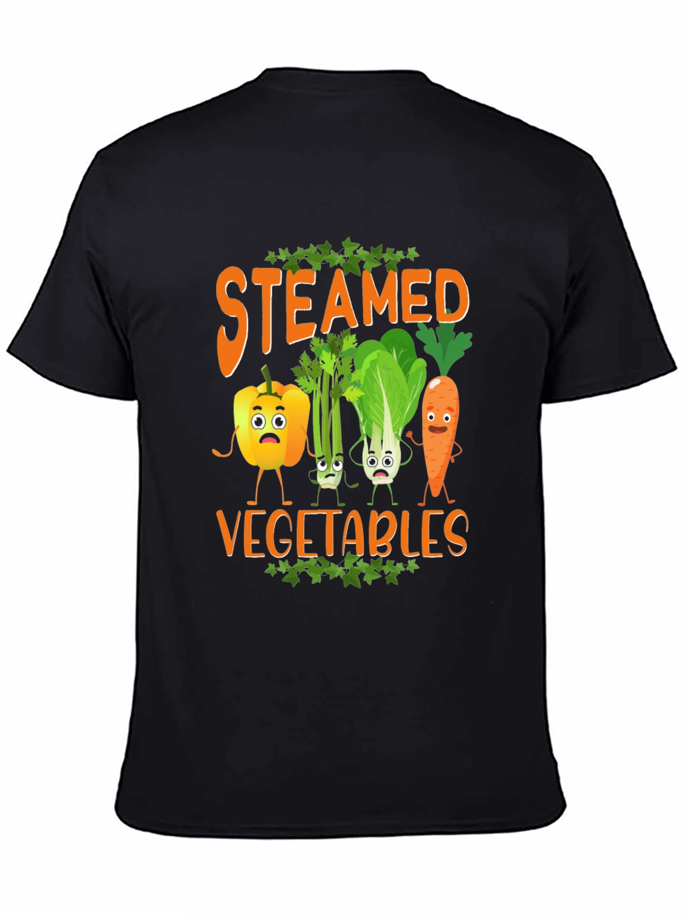 Black Steamed Vegetables Graphic T-Shirt view 4