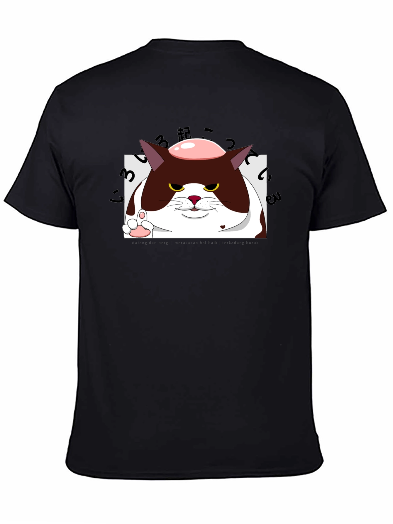 Black Grumpy Cat Pink Donut T-Shirt view 4