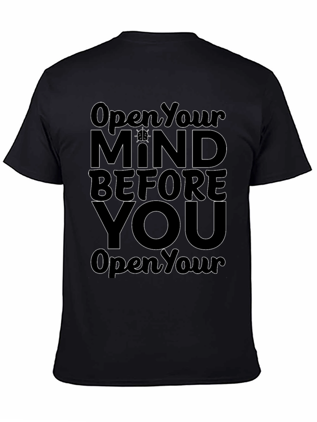 Black Open Your Mind Graphic T-Shirt view 4
