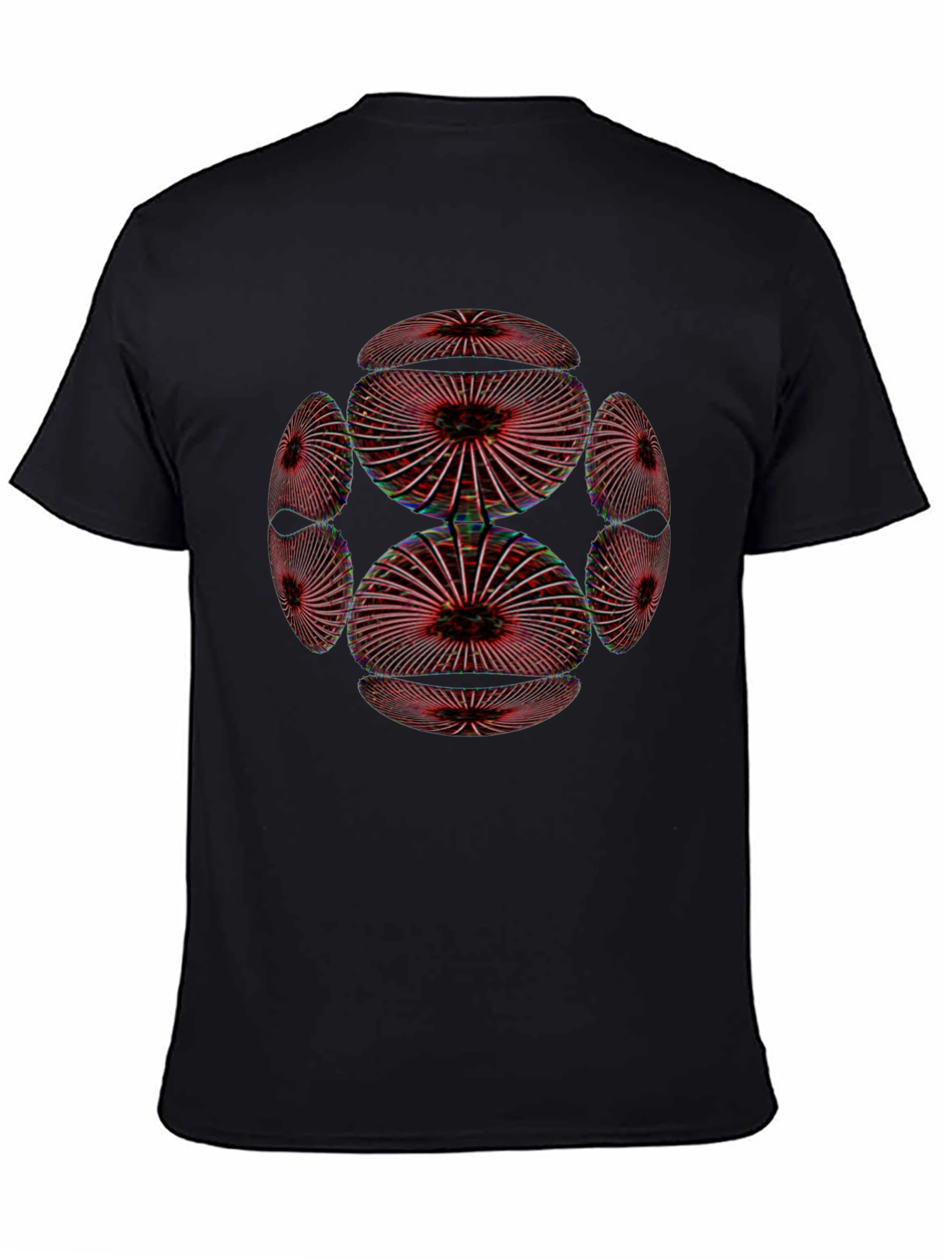 Black Abstract Geometric Pattern Black T-Shirt view 4