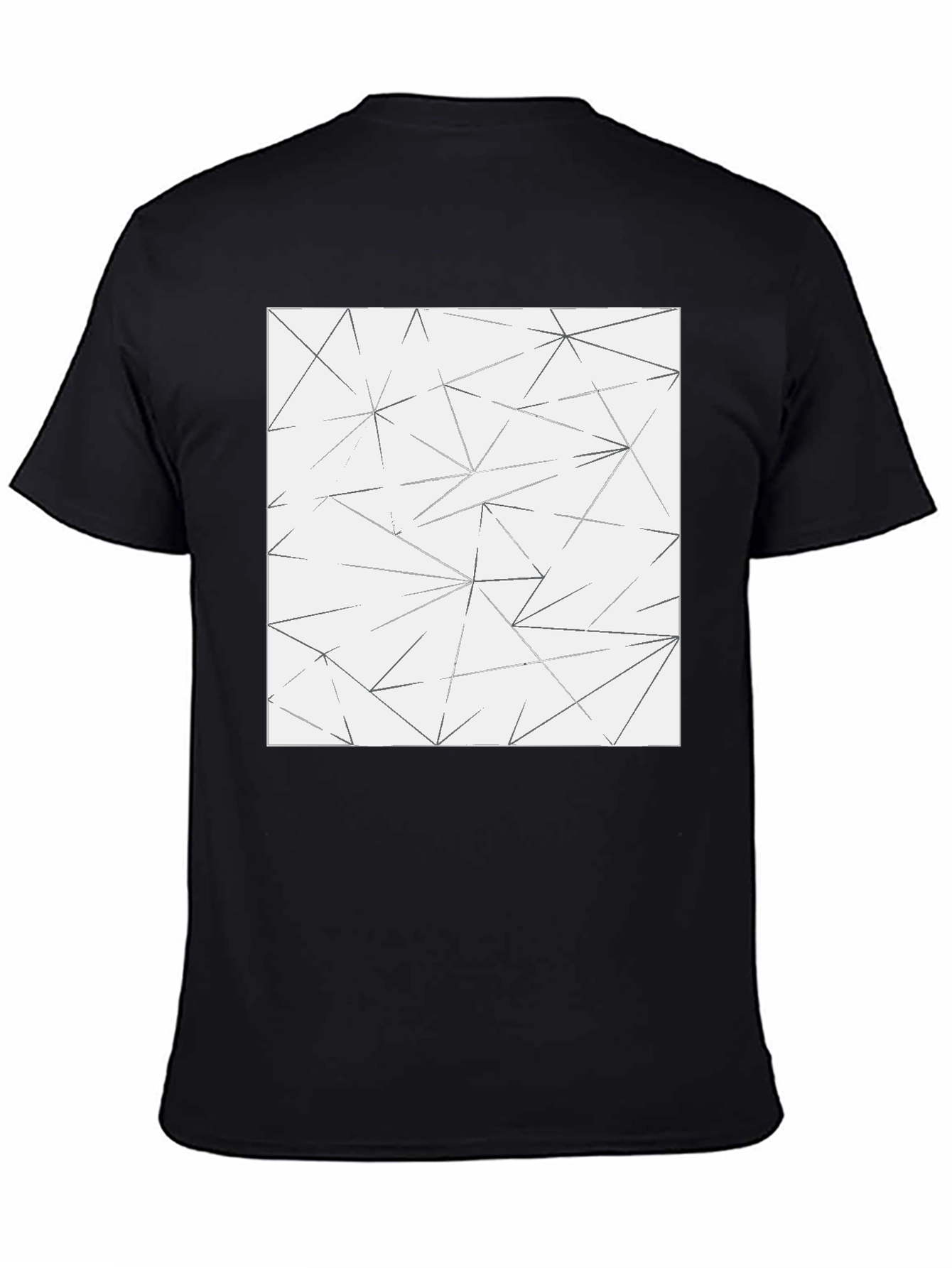 Black Geometric Line Pattern Tee - Modern Black T-Shirt view 4