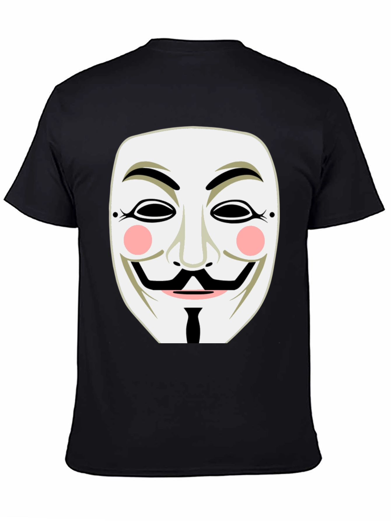 Black Anonymous Mask Graphic Tee - Black Cotton T-Shirt view 4