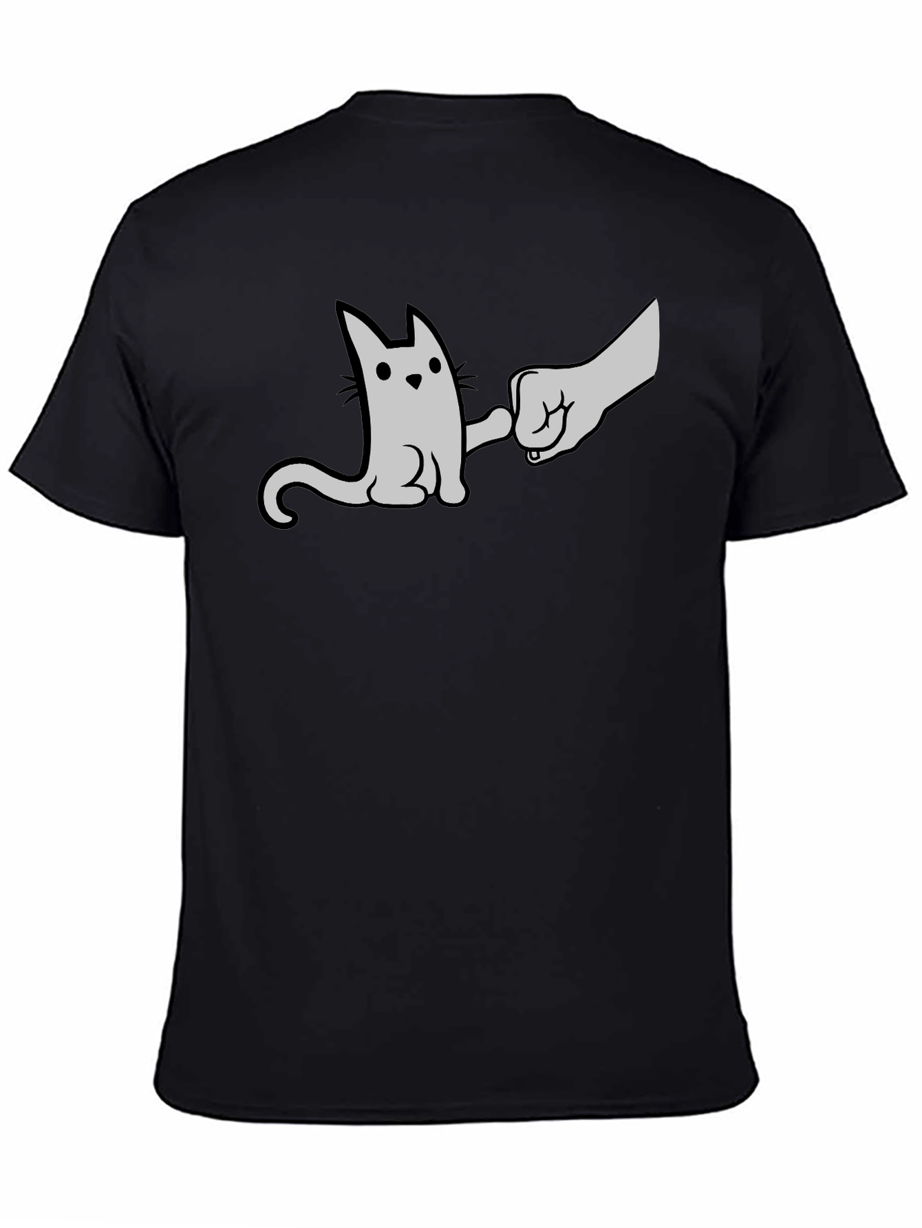 Black Cat Fist Bump Graphic T-Shirt - Black view 4