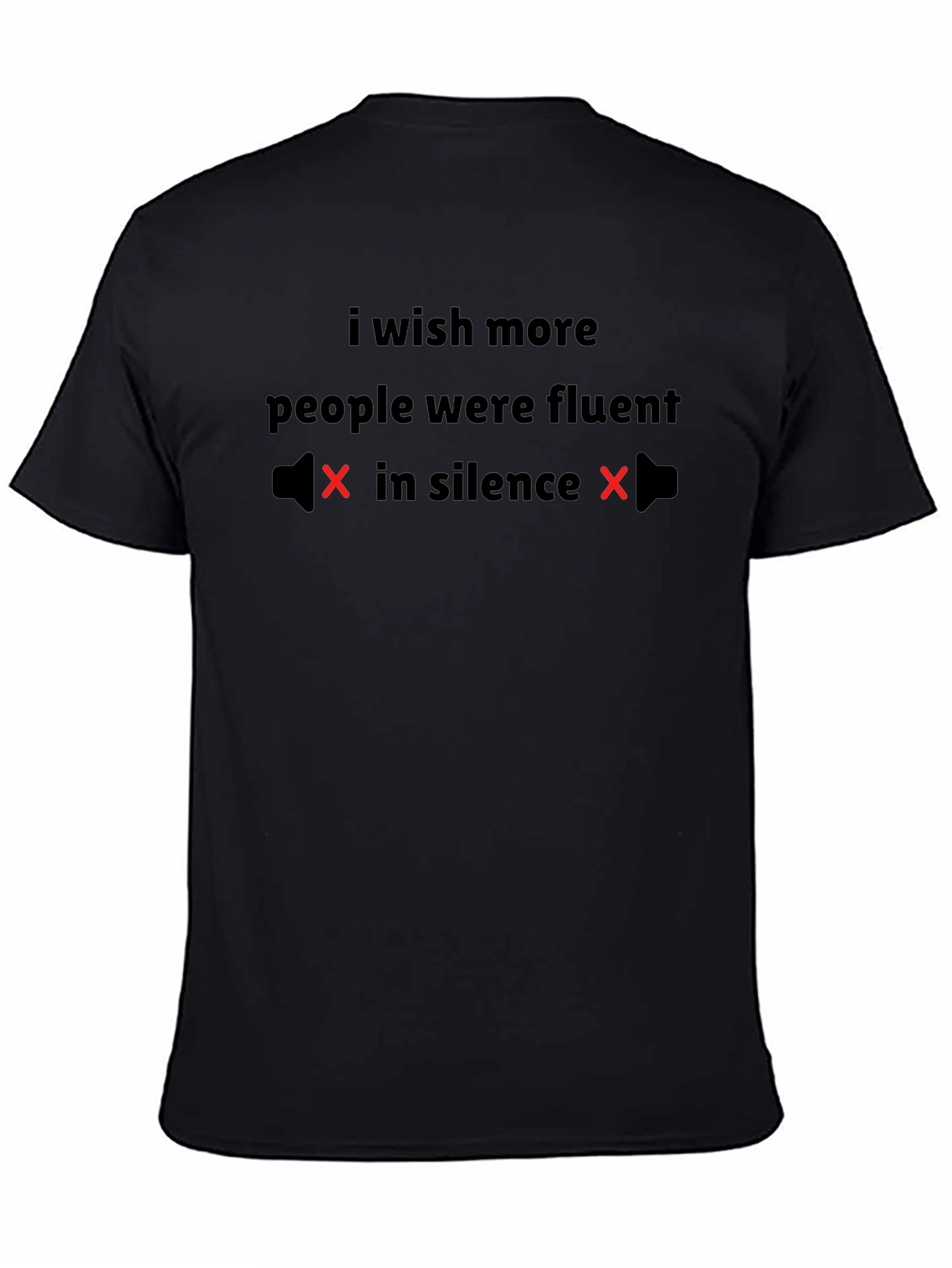 Black Silent Fluency Graphic Tee - Unisex Cotton T-Shirt view 4