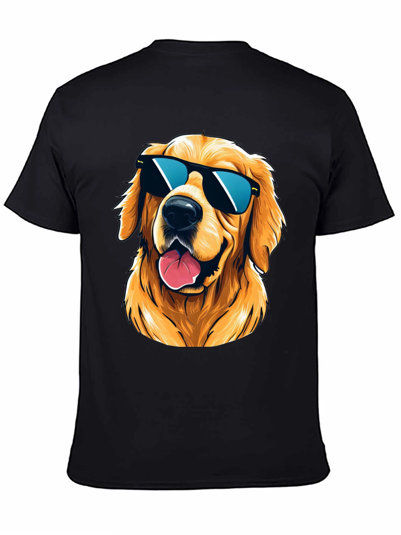 Black Cool Golden Retriever Sunglasses T-Shirt view 4