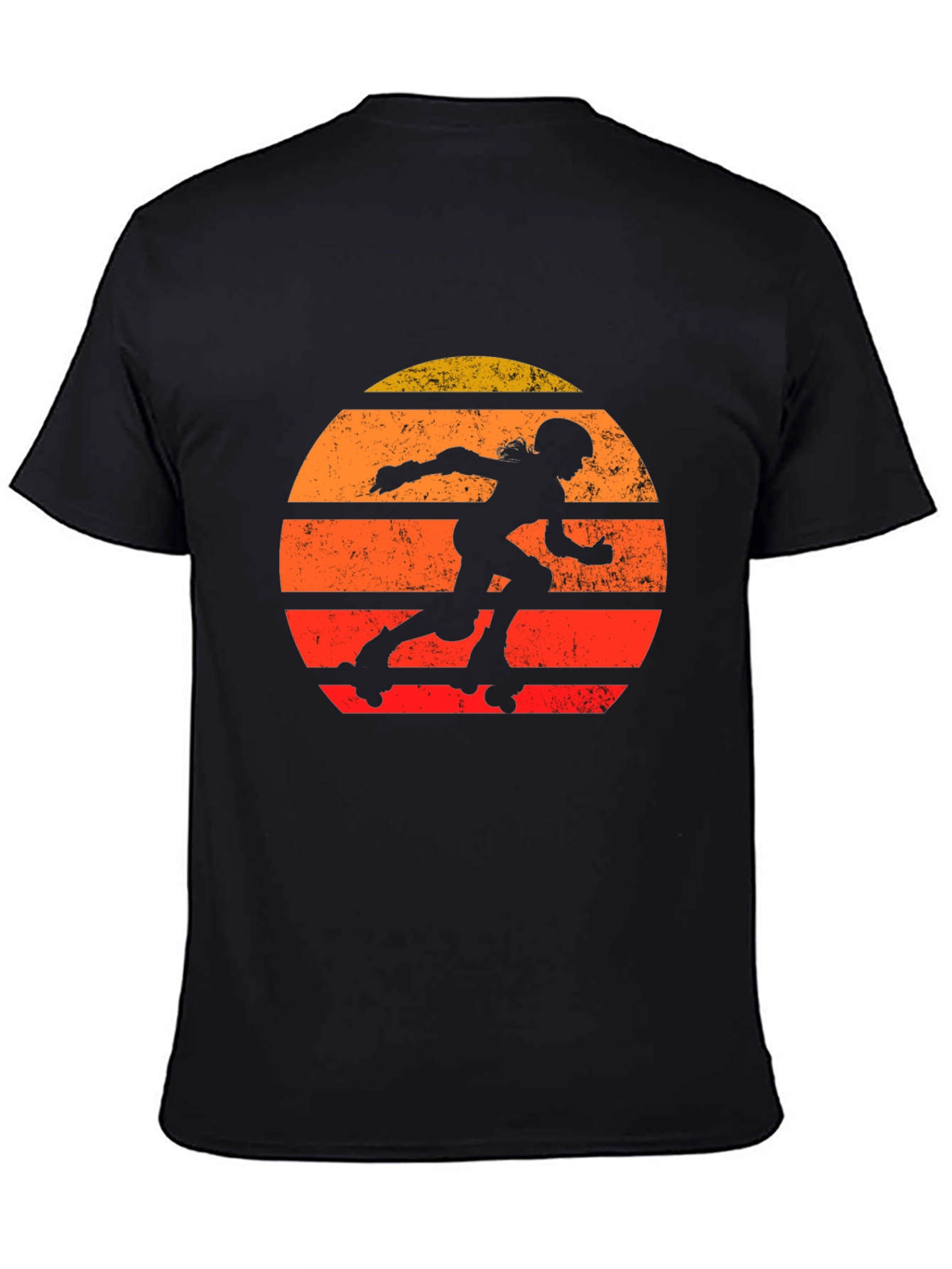 Black Retro Roller Derby T-Shirt - Vintage Style Skate Design view 4