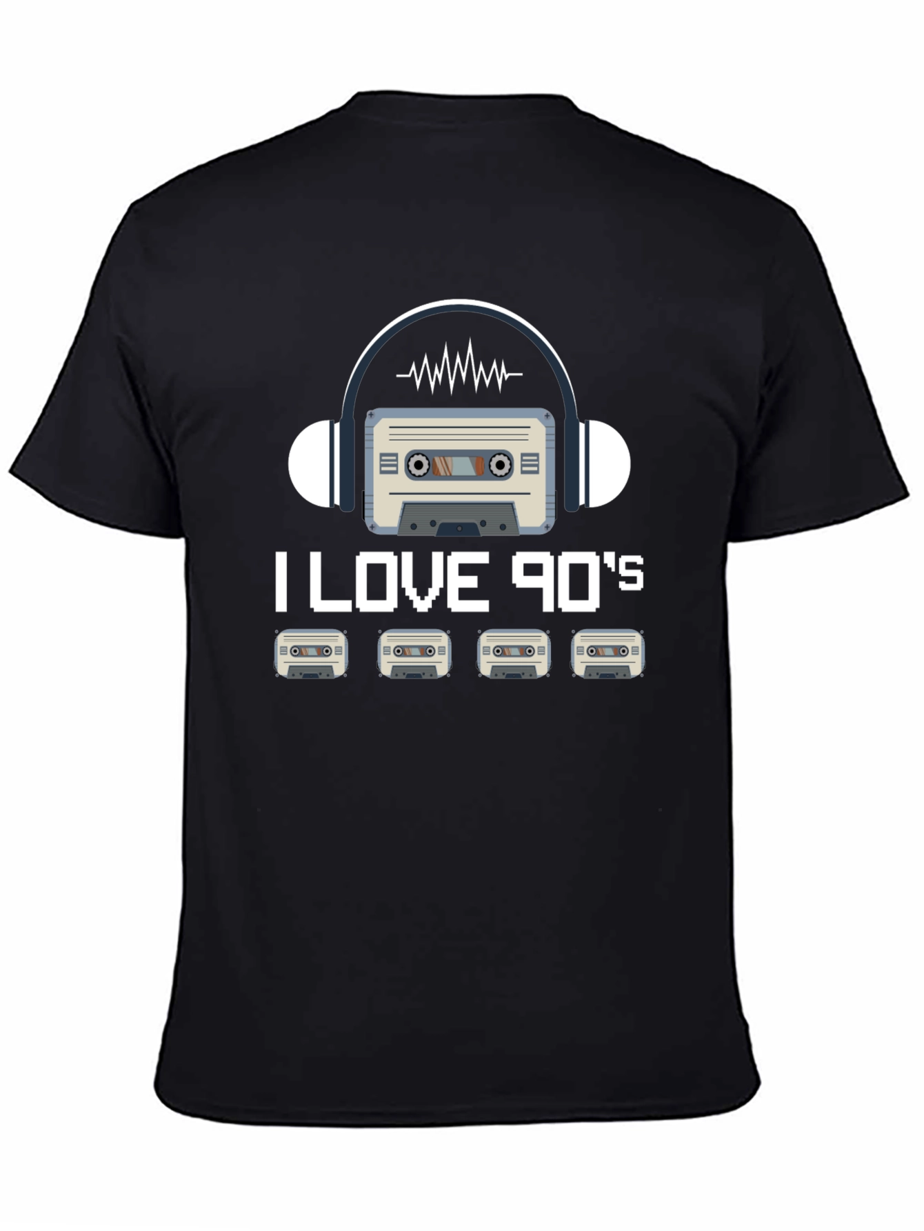 Black I Love 90's Cassette Tape Graphic Tee - Retro Style view 4