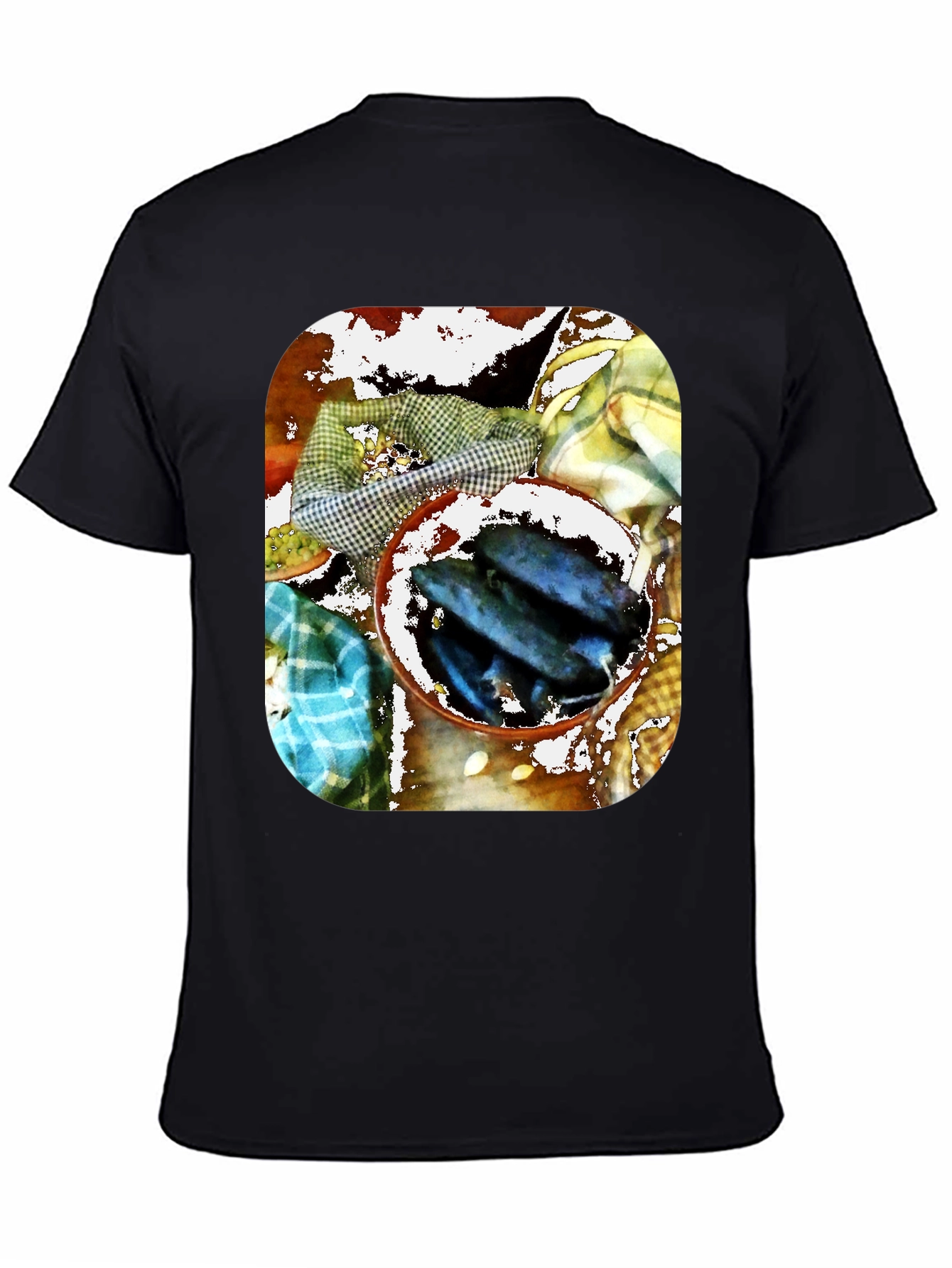 Black Artistic Fish Bowl Graphic Tee - Unique Design view 4
