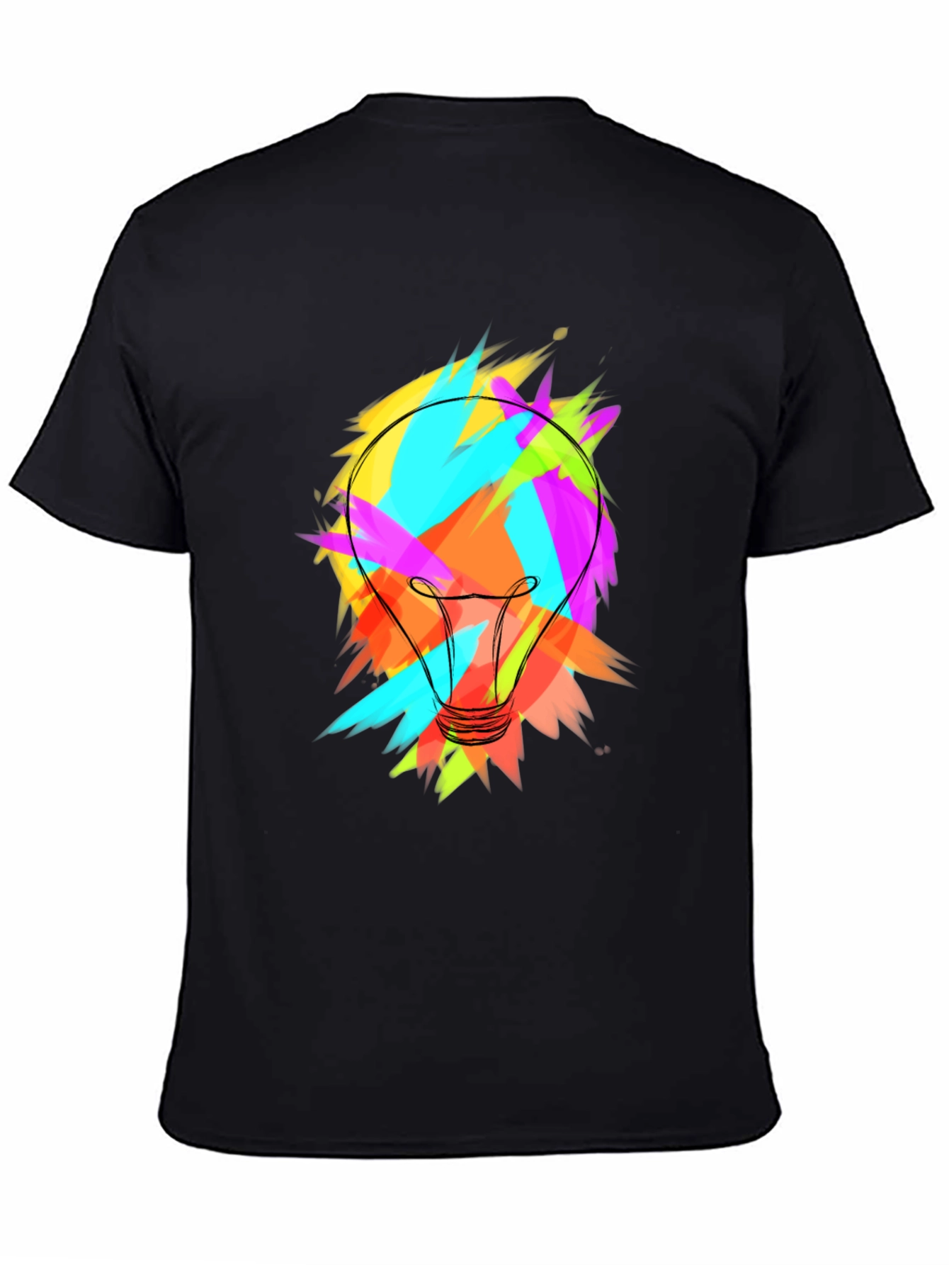 Black Colorful Lightbulb Graphic Tee - Soft Cotton Blend view 4