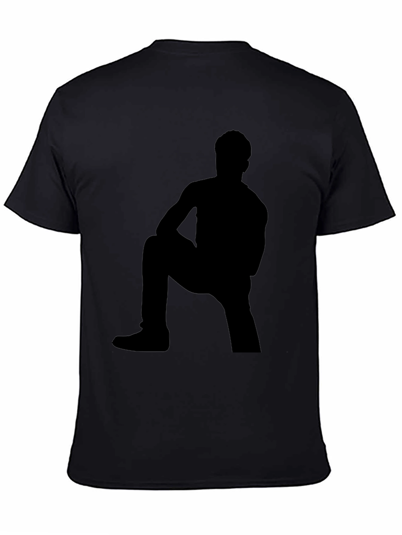 Black Shadow Figure Graphic Tee - Black Cotton Shirt view 4