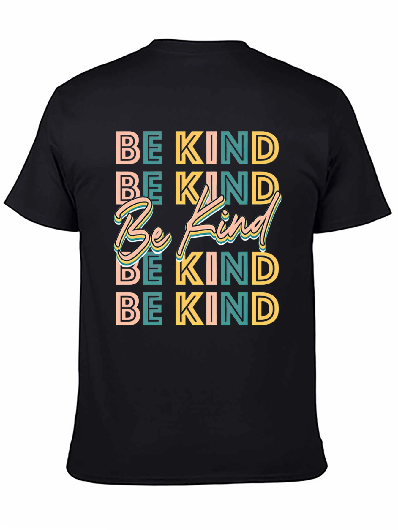 Black Be Kind Graphic Tee - Retro Style Kindness T-Shirt view 4