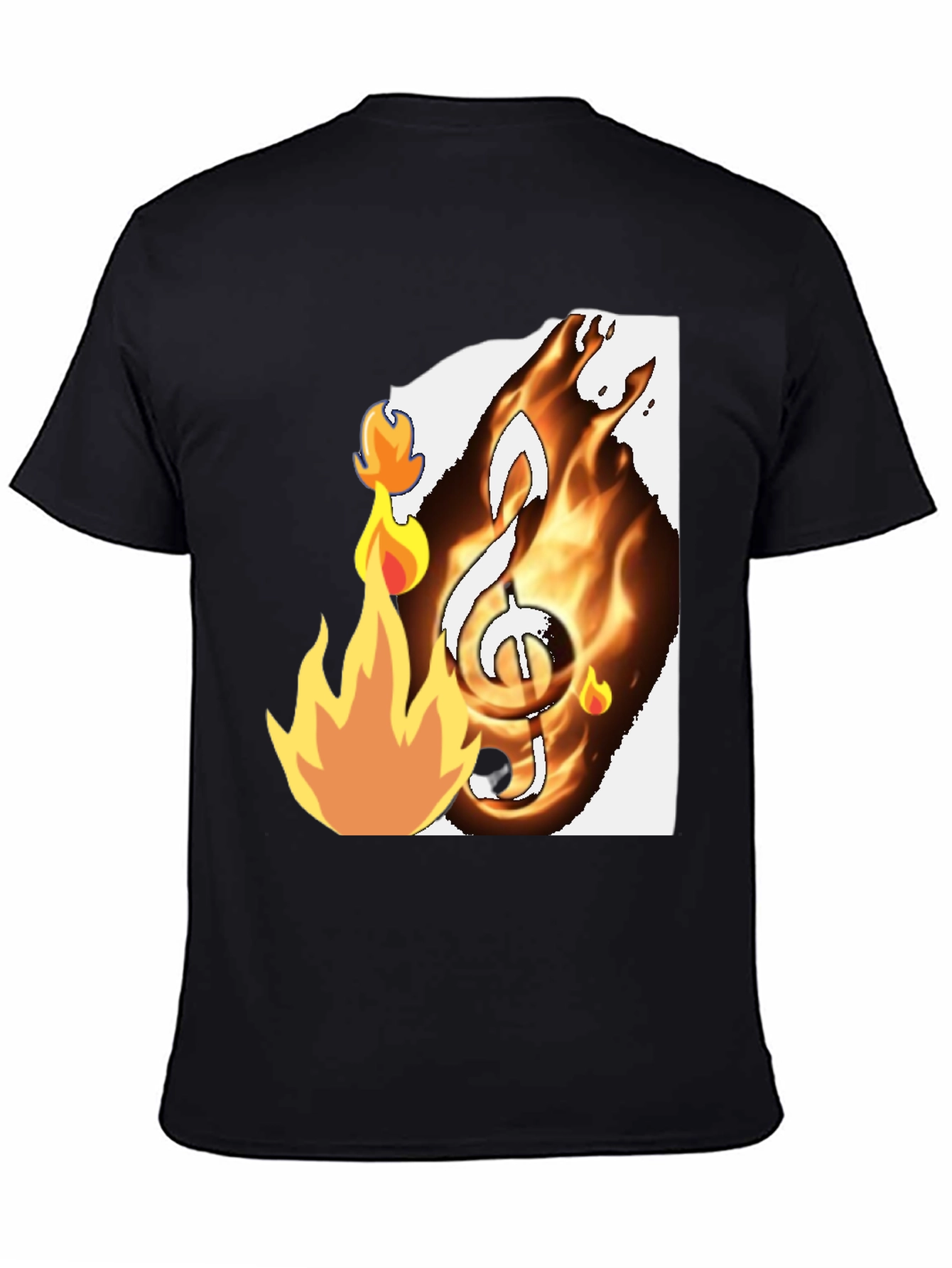 Black Fiery Music Note Graphic T-Shirt - Black view 4