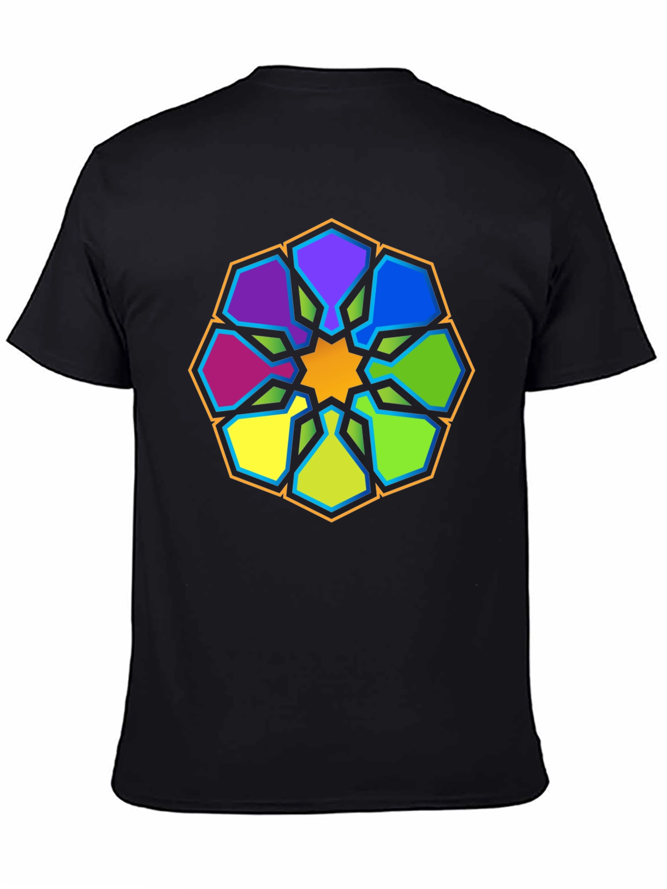 Black Geometric Mandala Graphic Tee - Stylish Black T-Shirt view 4