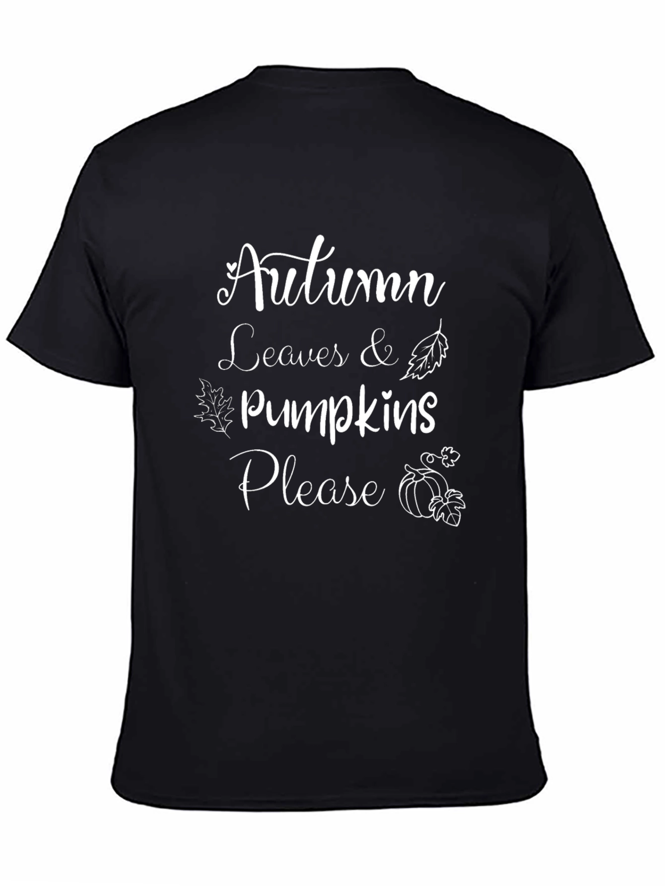 Black Autumn Leaves & Pumpkins Please T-Shirt view 4