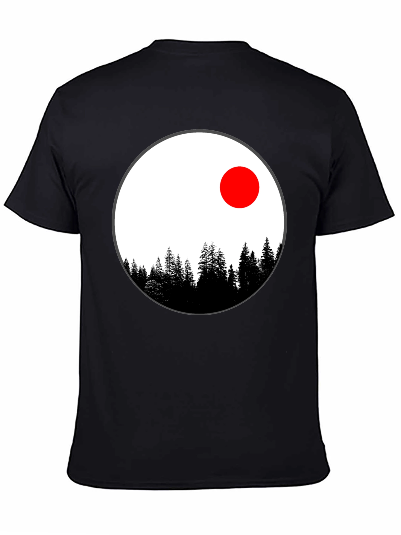 Nature Circle T-Shirt - Trees and Red Sun Design - 4