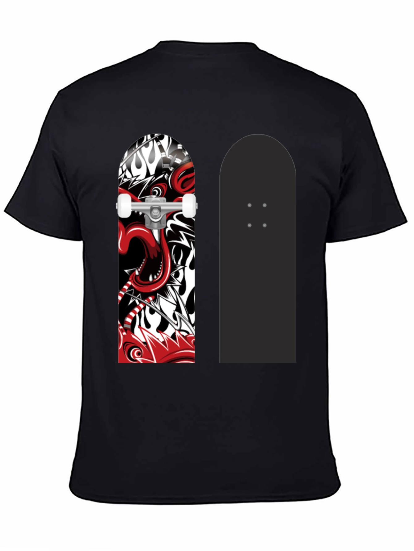 Black Skateboard Graphic Print Black T-Shirt view 4